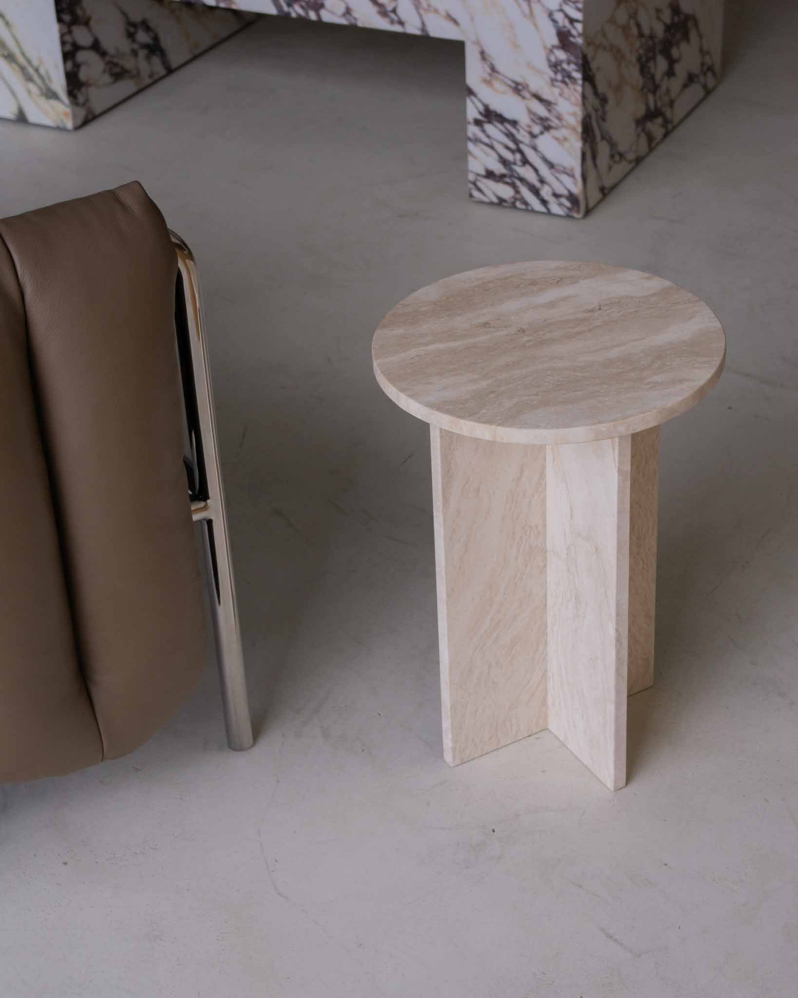 Franca Cream Travertine Sample Side Table