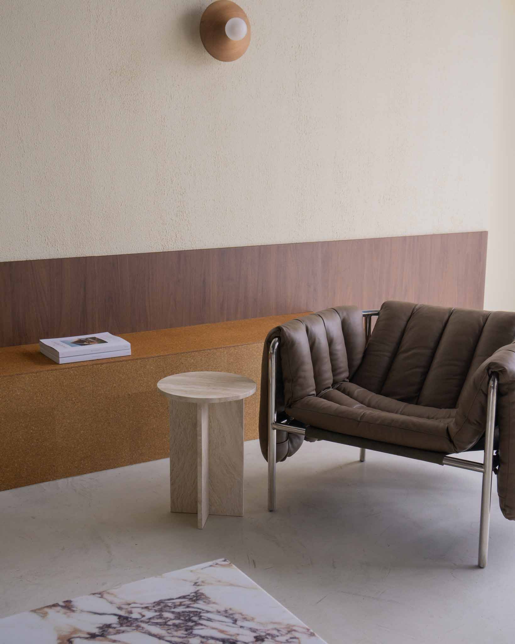 Franca Cream Travertine Sample Side Table