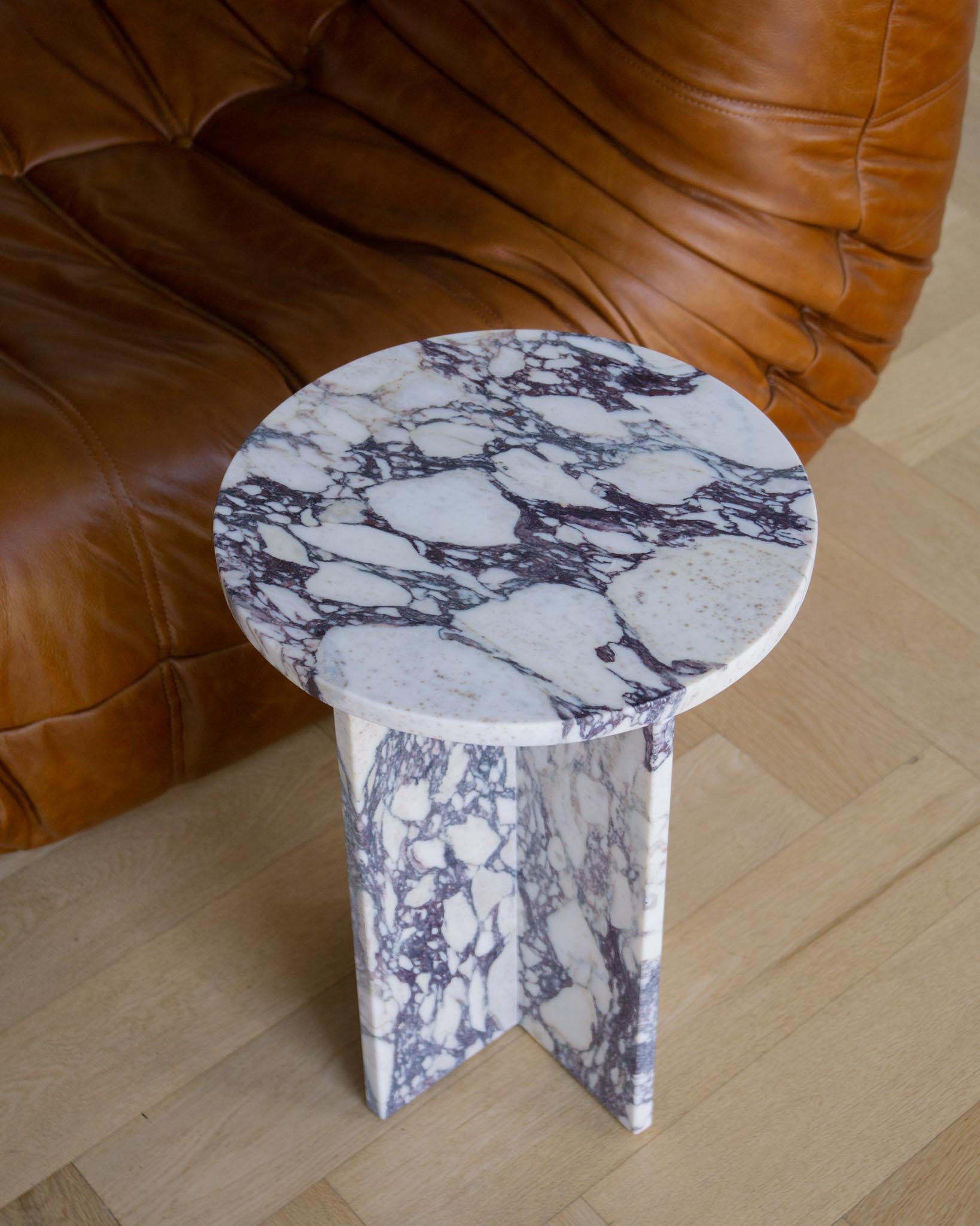  Franca Round Small Side Table – Calacatta Viola Marble | Fleur Studios