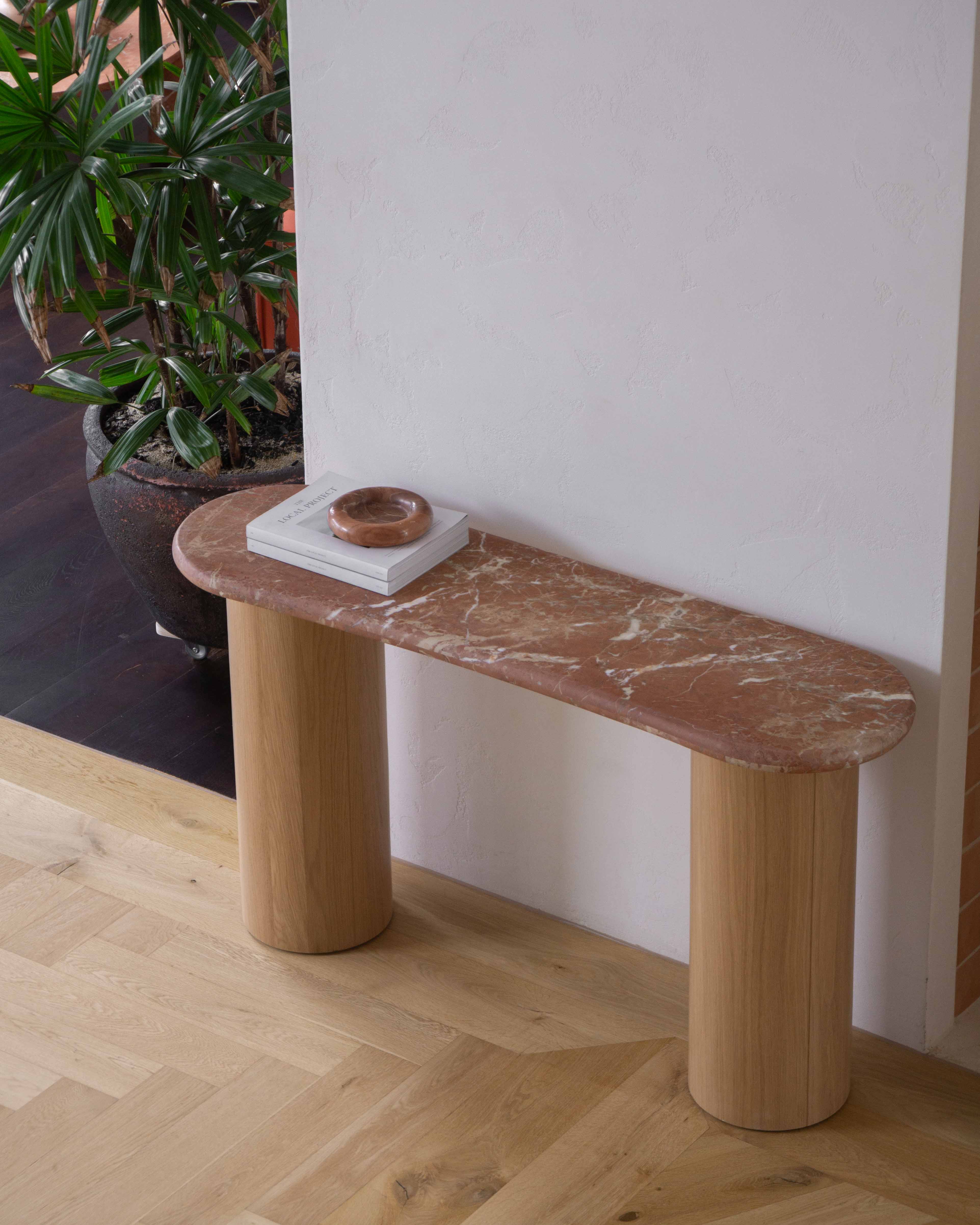  Marble Oak Console Table – Pebble – Rosso Francia | Fleur Studios
