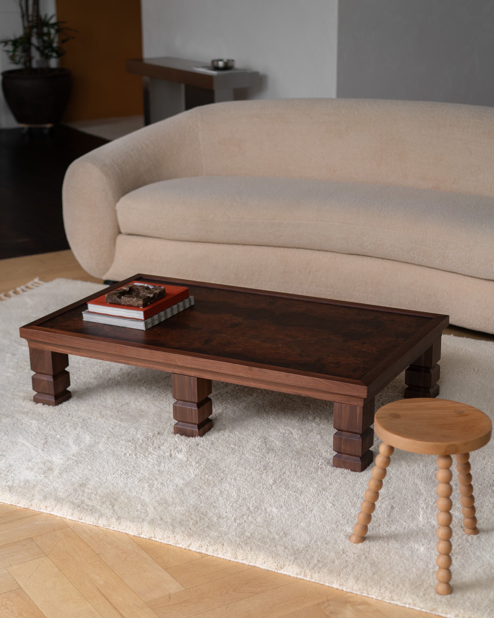 Maya Walnut Burl Rectangle Coffee Table