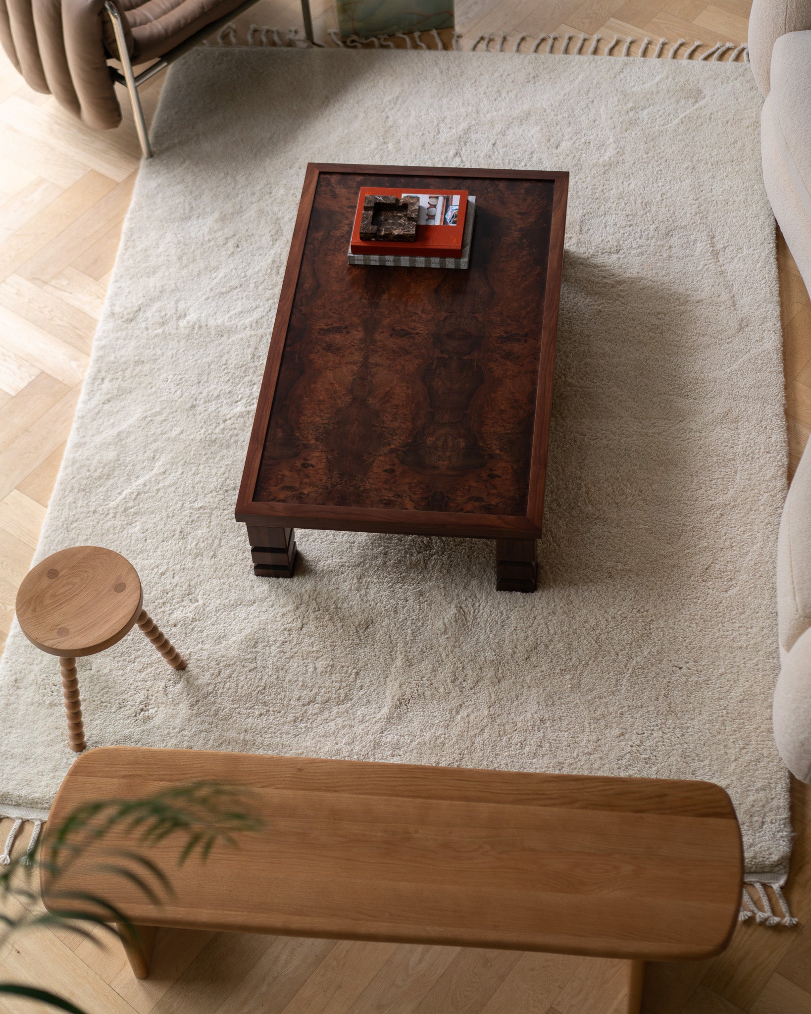 Maya Walnut Burl Rectangle Coffee Table