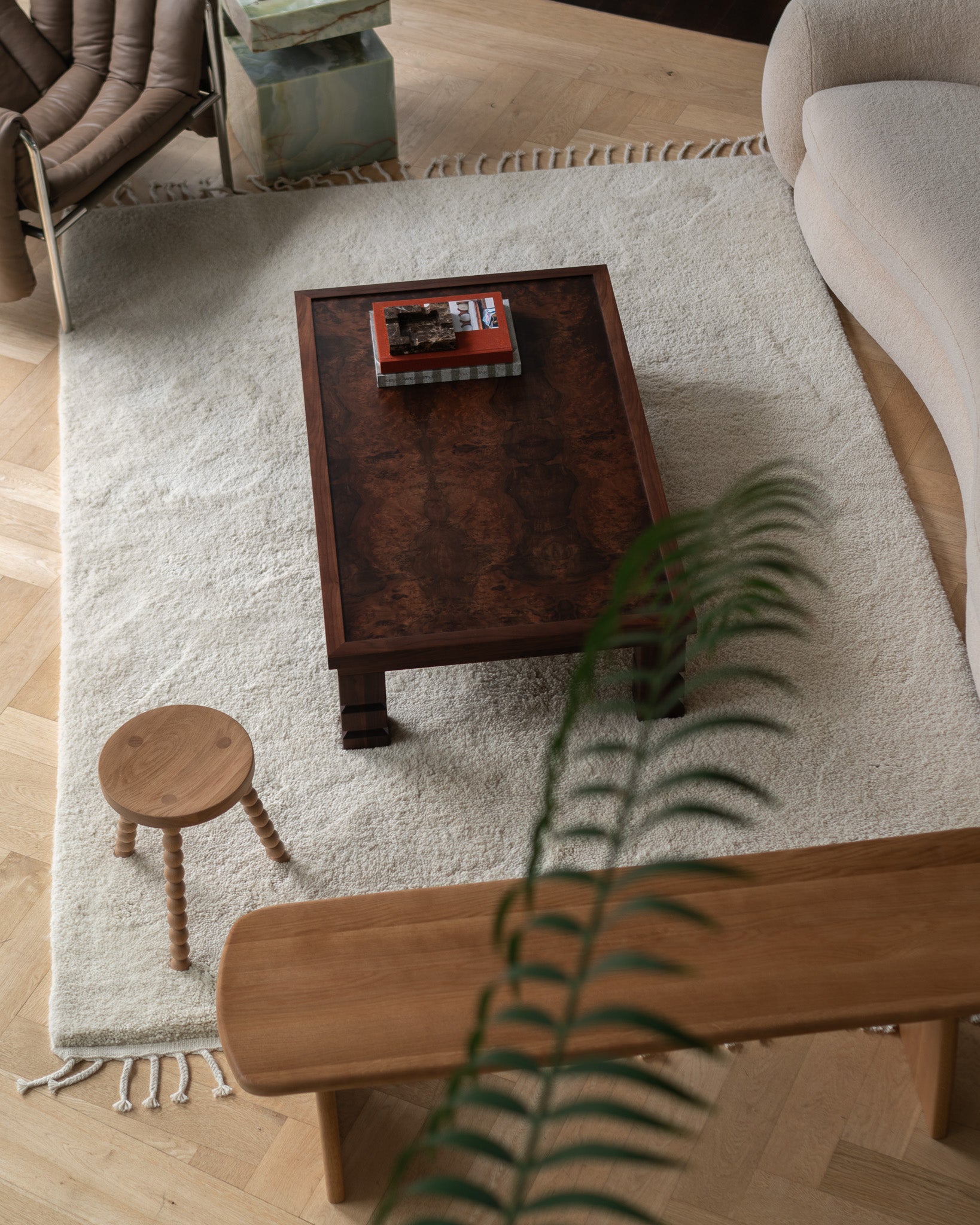 Maya Walnut Burl Rectangle Coffee Table