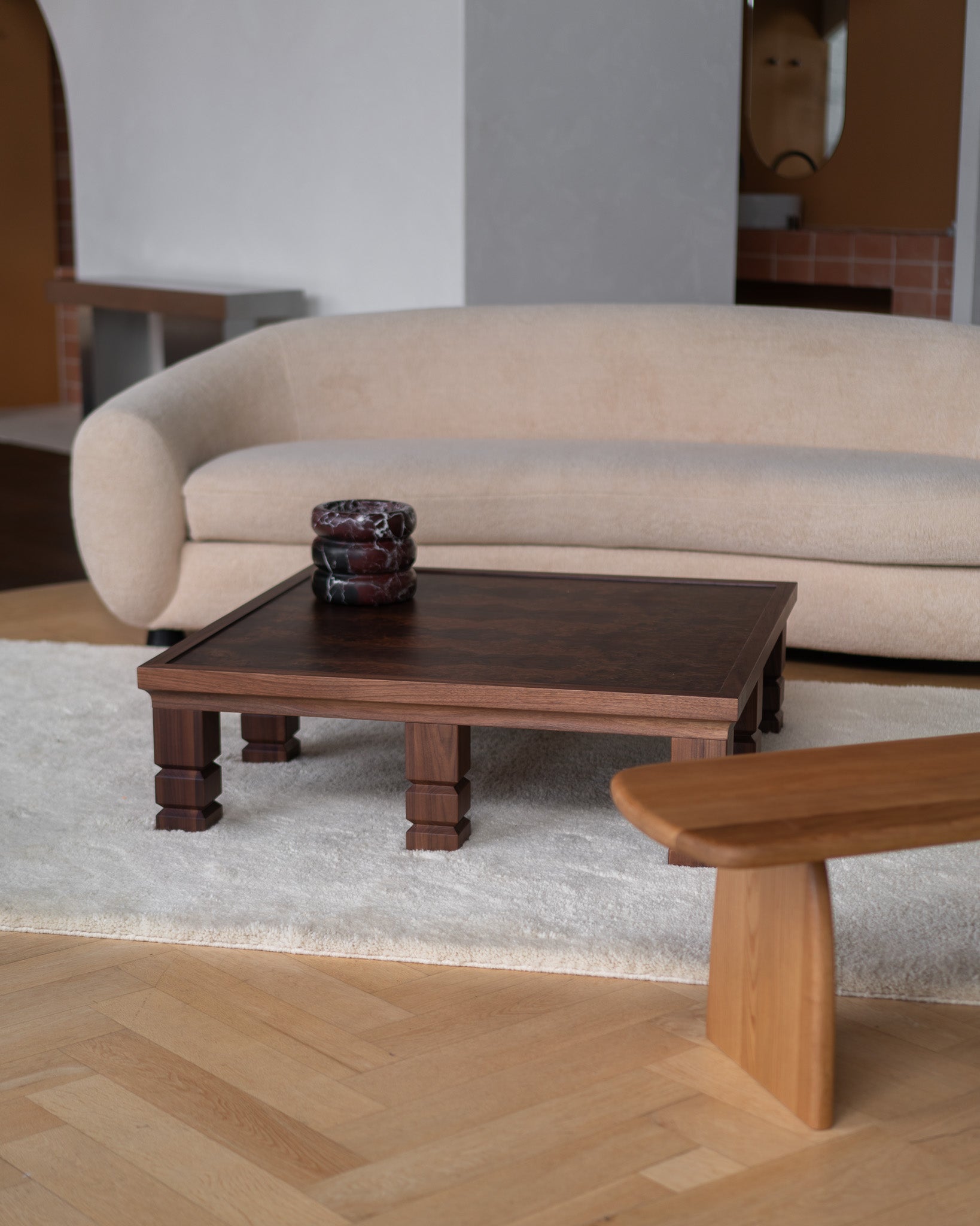 Maya Walnut Burl Large Square Coffee Table Coffee Table