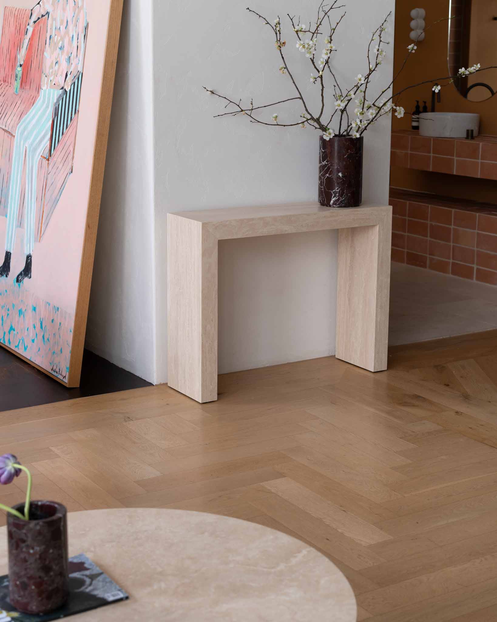 Petite Palm Cream Travertine - Fleur Studios