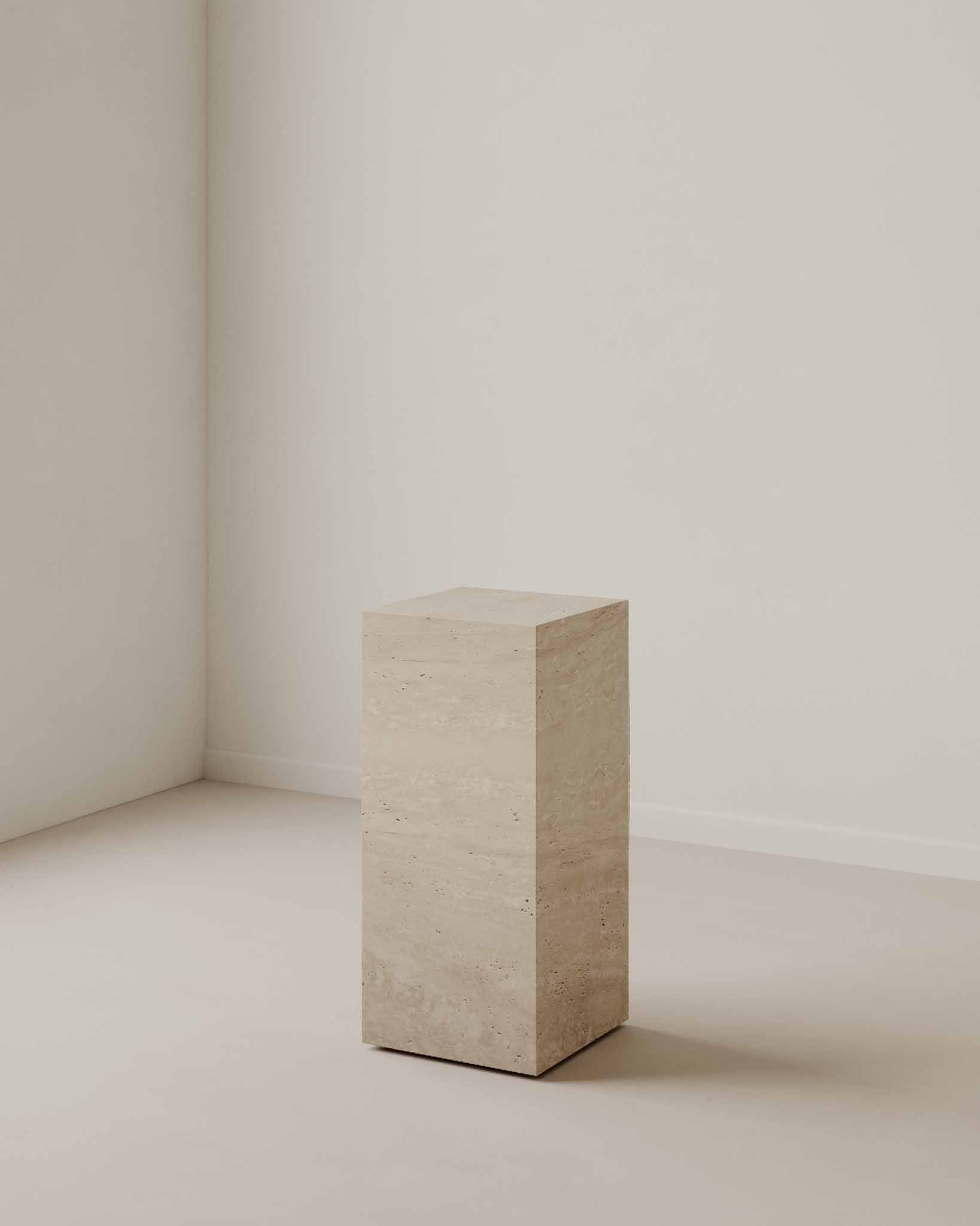 Plinth Medium Cream Travertine - Fleur Studios