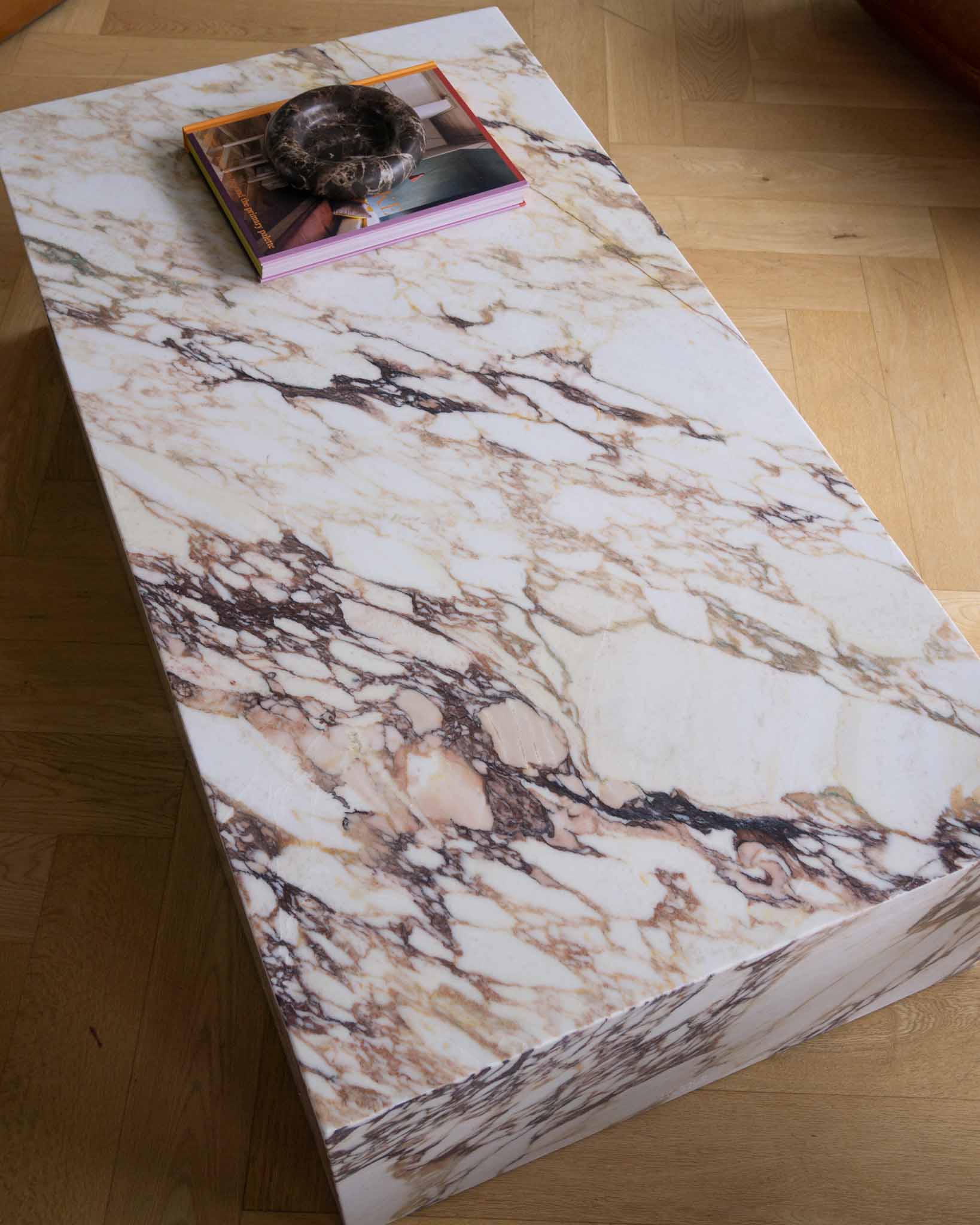 Large Plinth Coffee Table Calacatta Viola - Fleur Studios