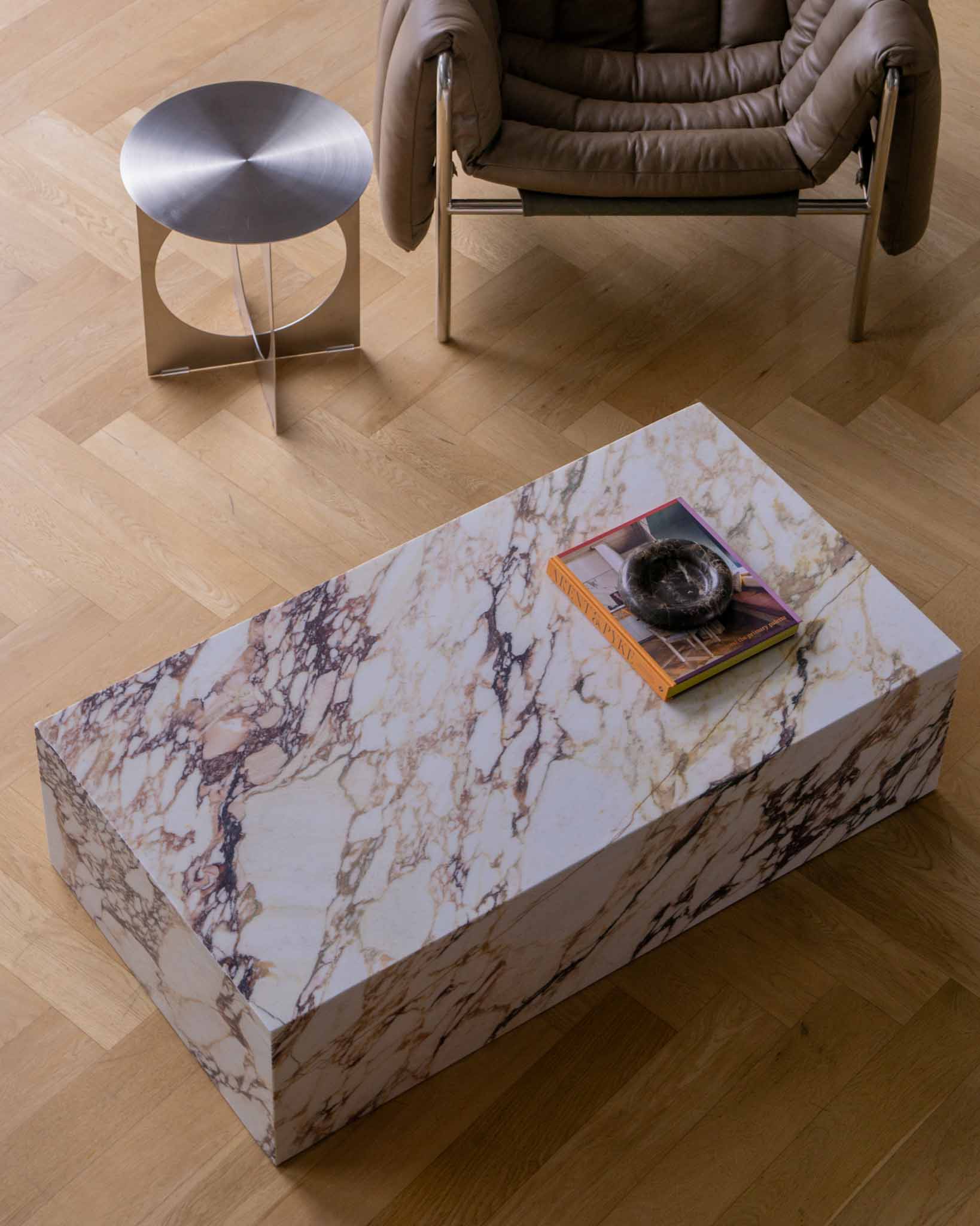 Large Plinth Coffee Table Calacatta Viola - Fleur Studios