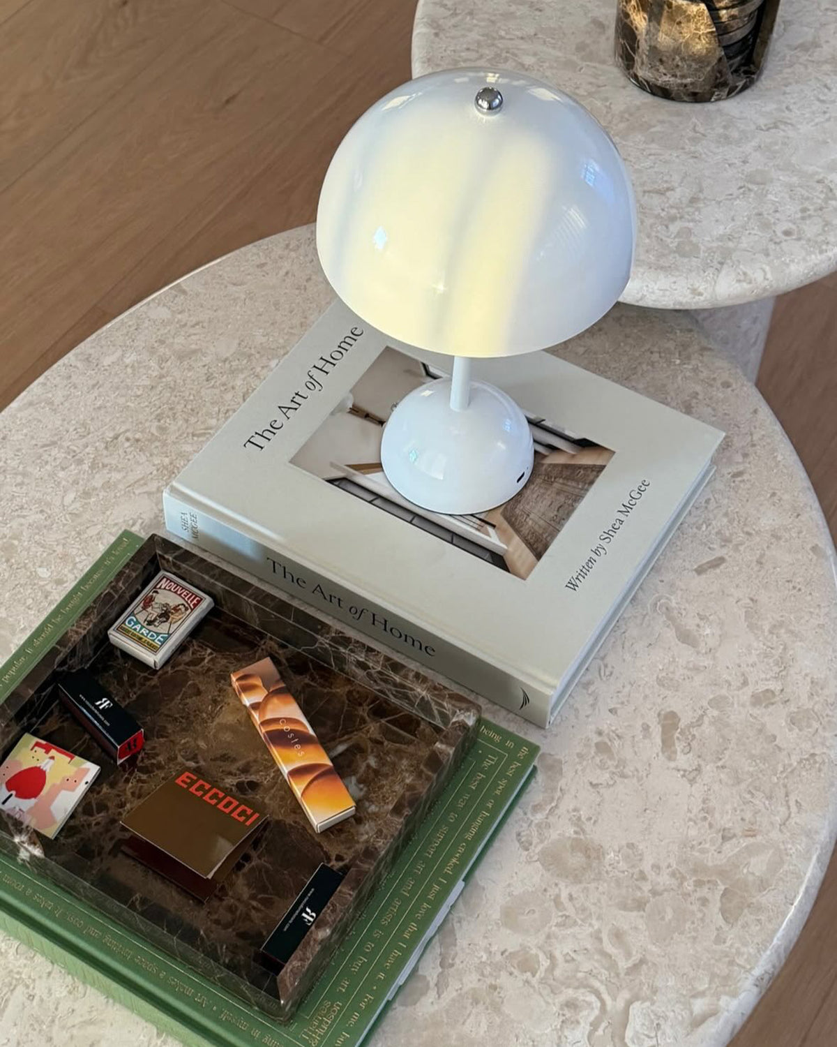 Round stone coffee tables