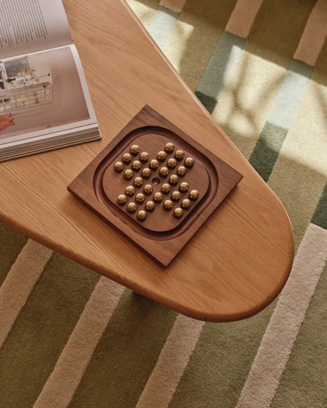 Oak timber coffee table styled