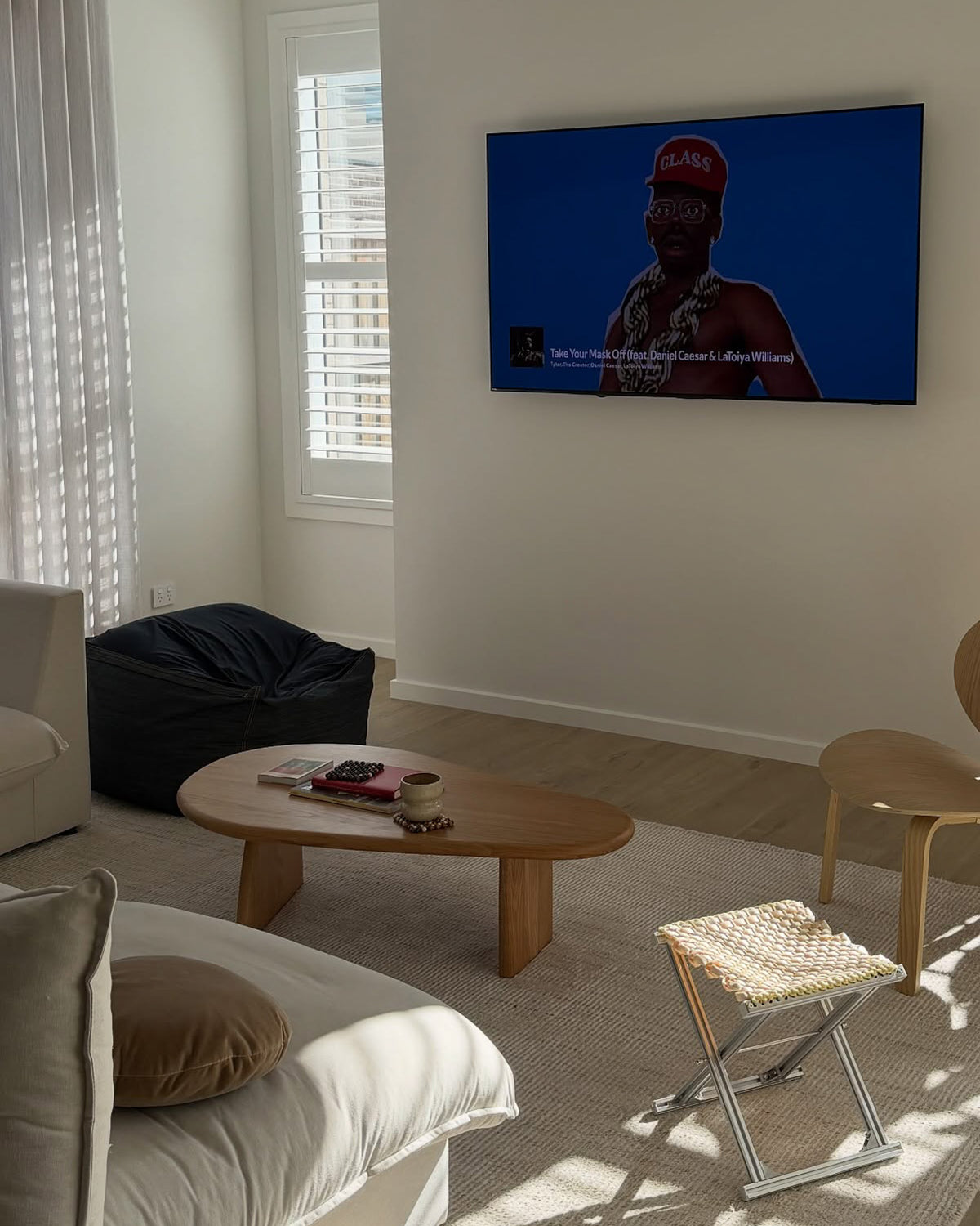 Modern living room with the Beau oak coffee table styled