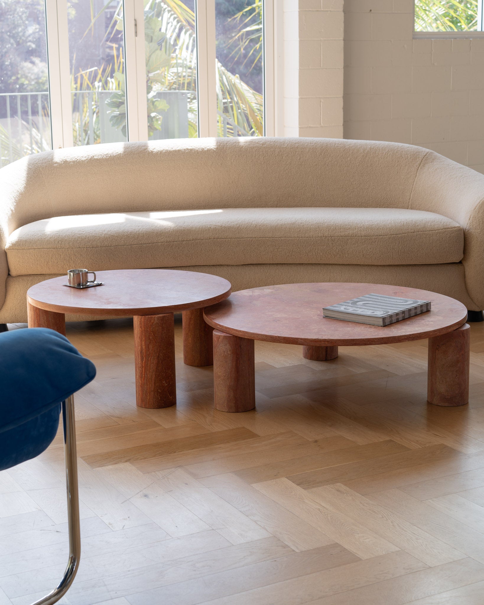 Bombola Round Red Travertine