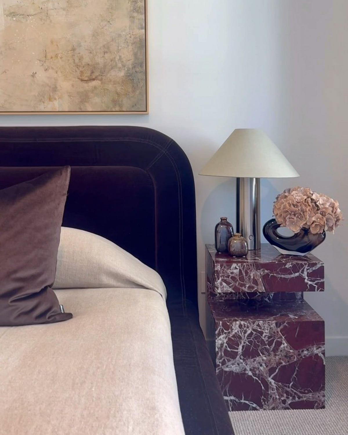 Rosa levanto marble side table