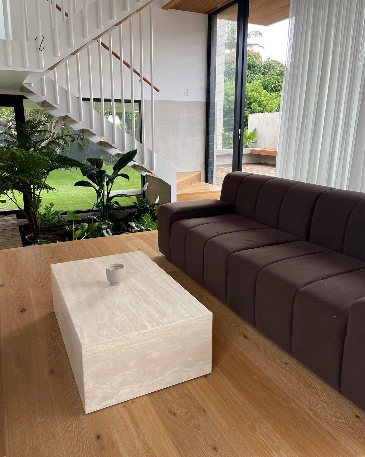 PLINTH Coffee Table Cream Travertine - Fleur Studios