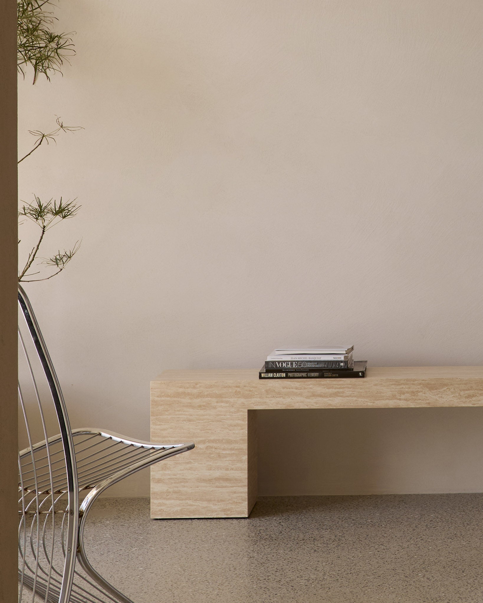 Cookie Abstract Low Console Cream Travertine