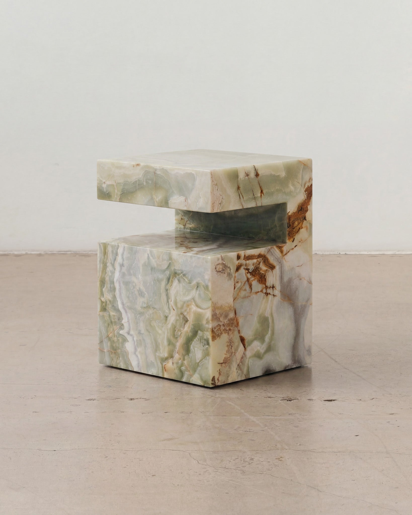 Green onyx side table