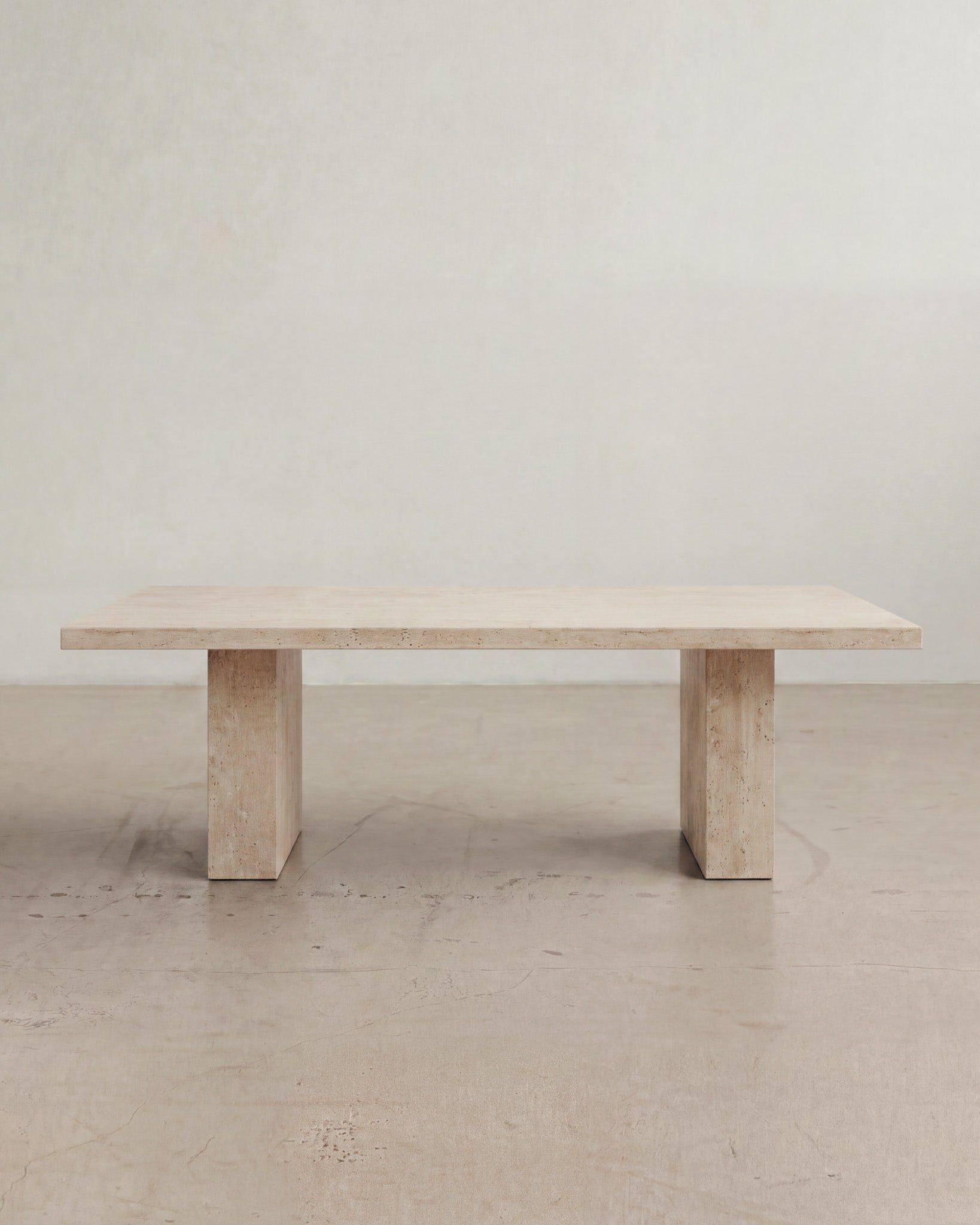 Cream travertine dining table