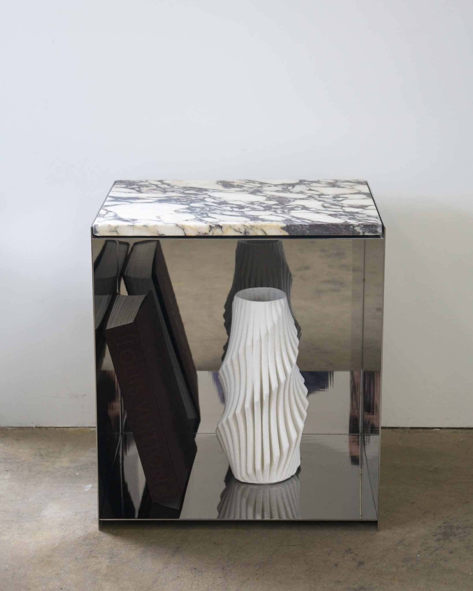  Chrome Marble Modern Side Table – Milano | Fleur Studios
