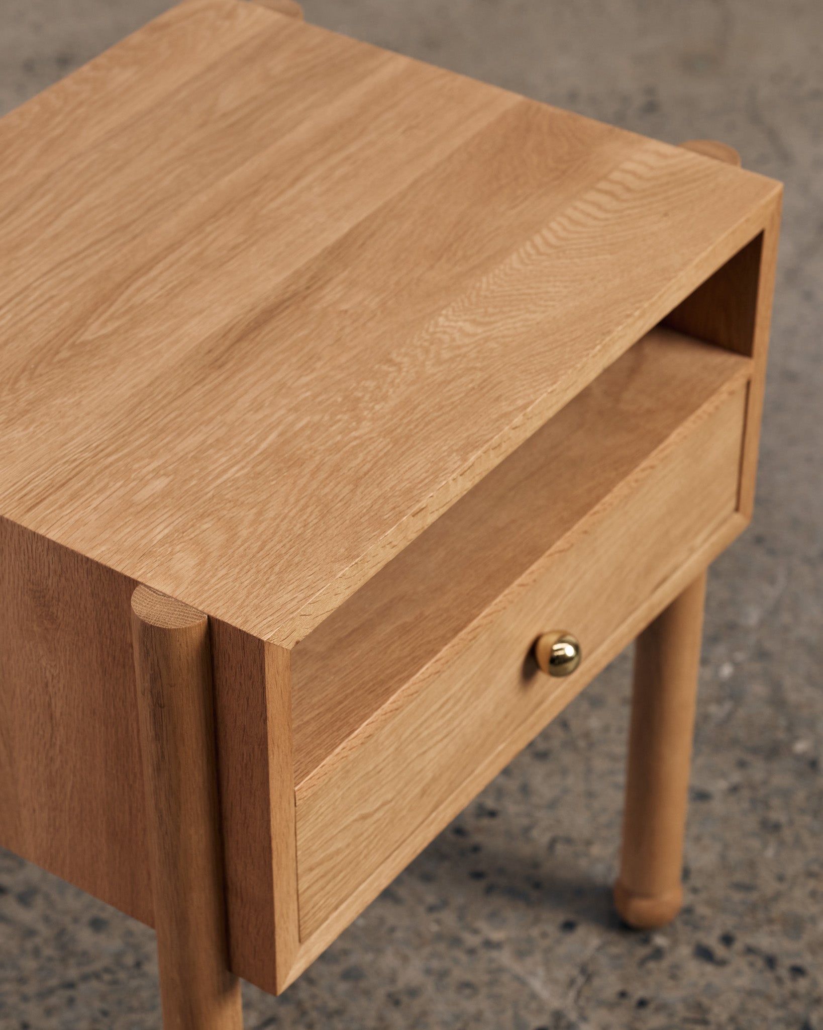 Oak timber bedside table