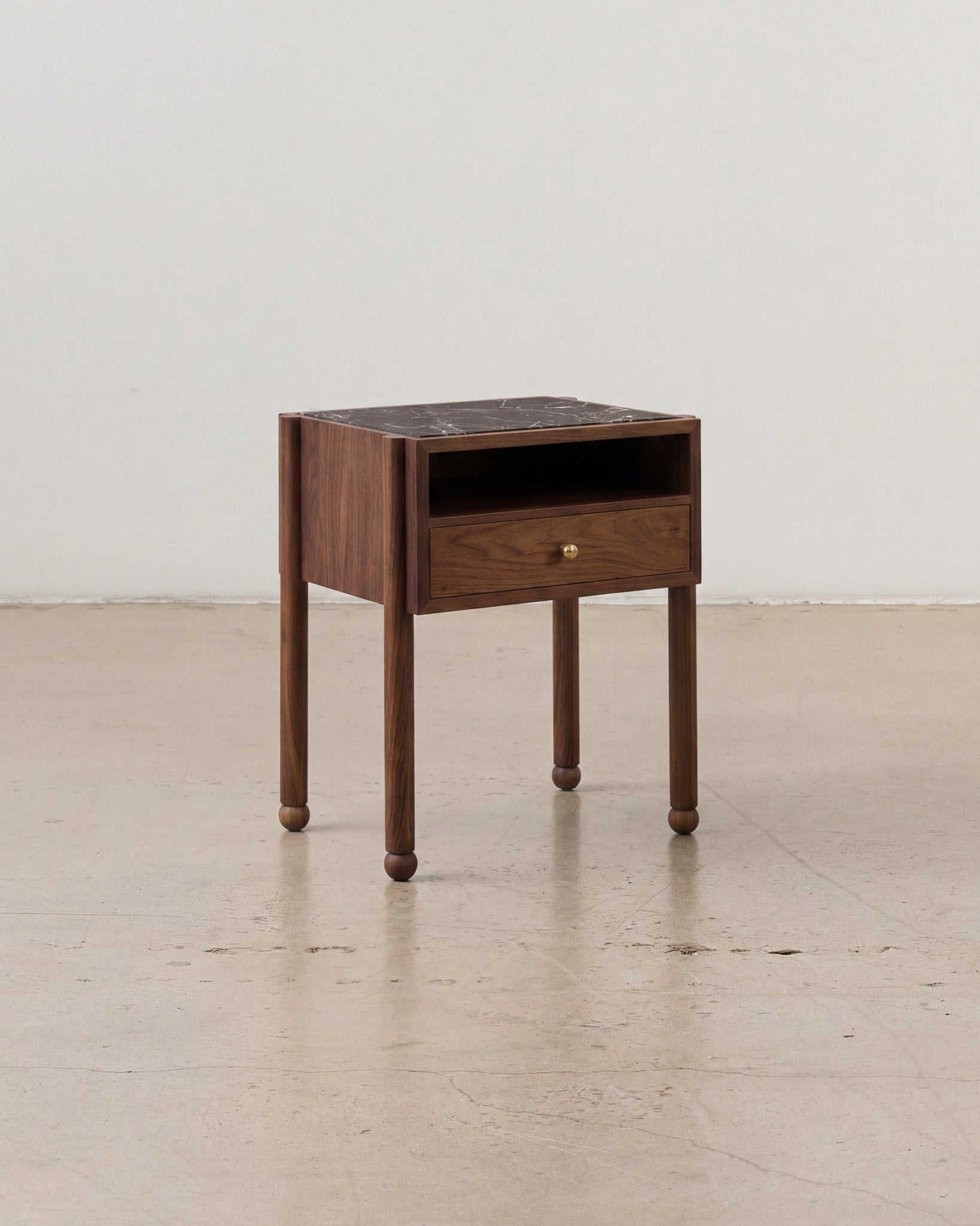 Walnut wood bedside table