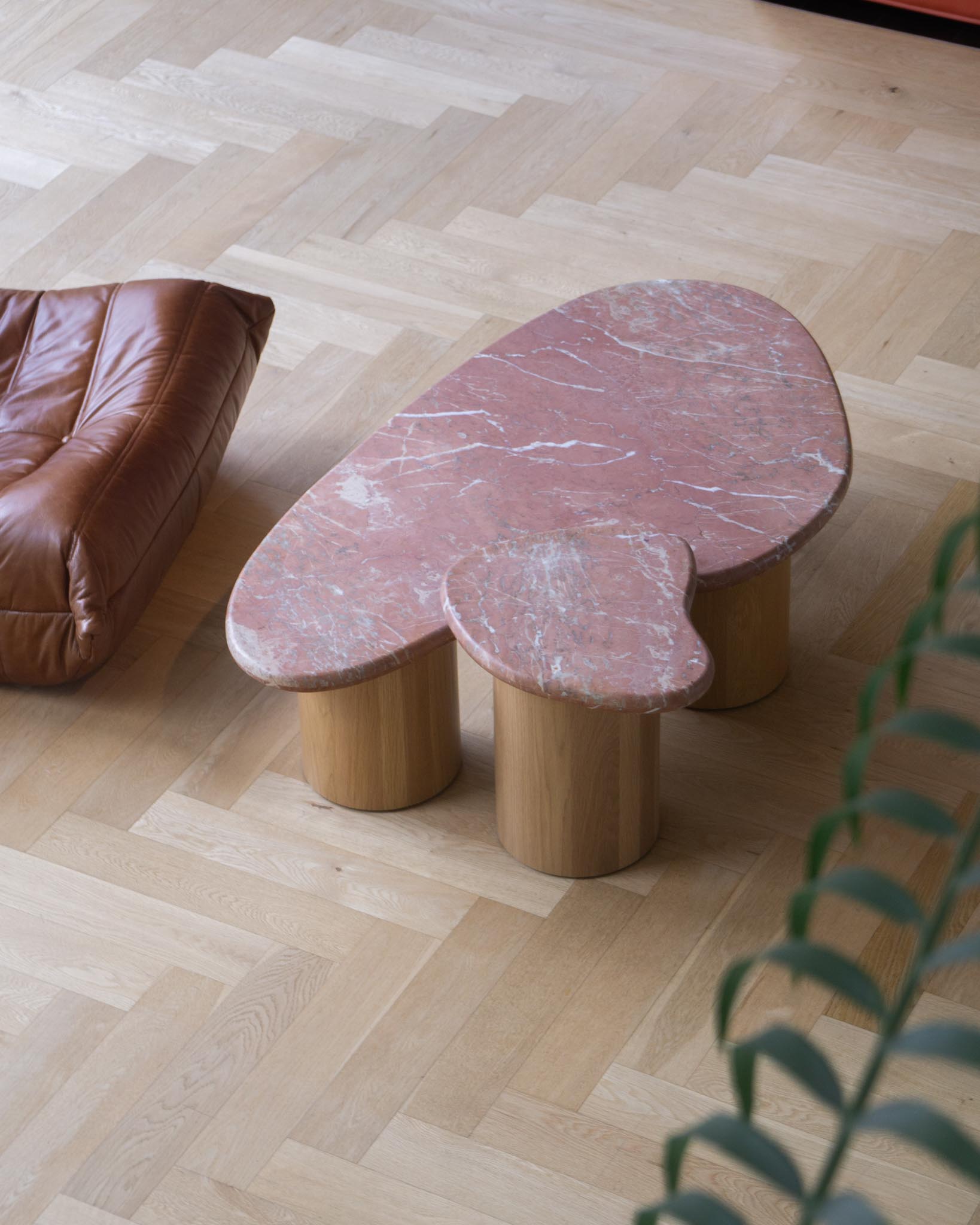 Marble Oak Coffee Table – Rosso Francia | Fleur Studios