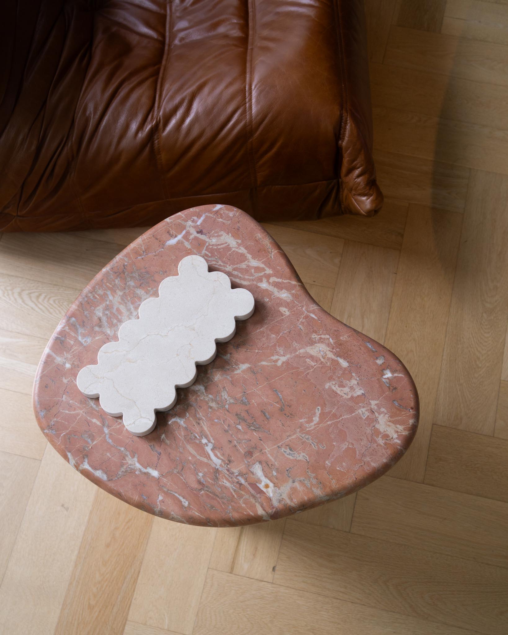 Marble Oak Side Table – Pebble Rosso Francia | Fleur Studios