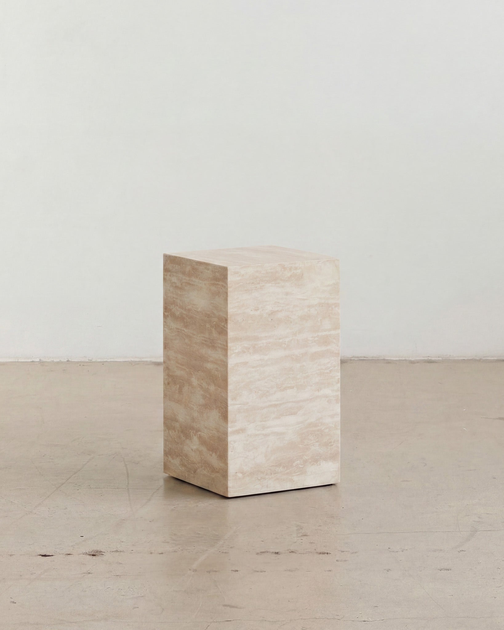 Plinth Small Cream Travertine Side Table