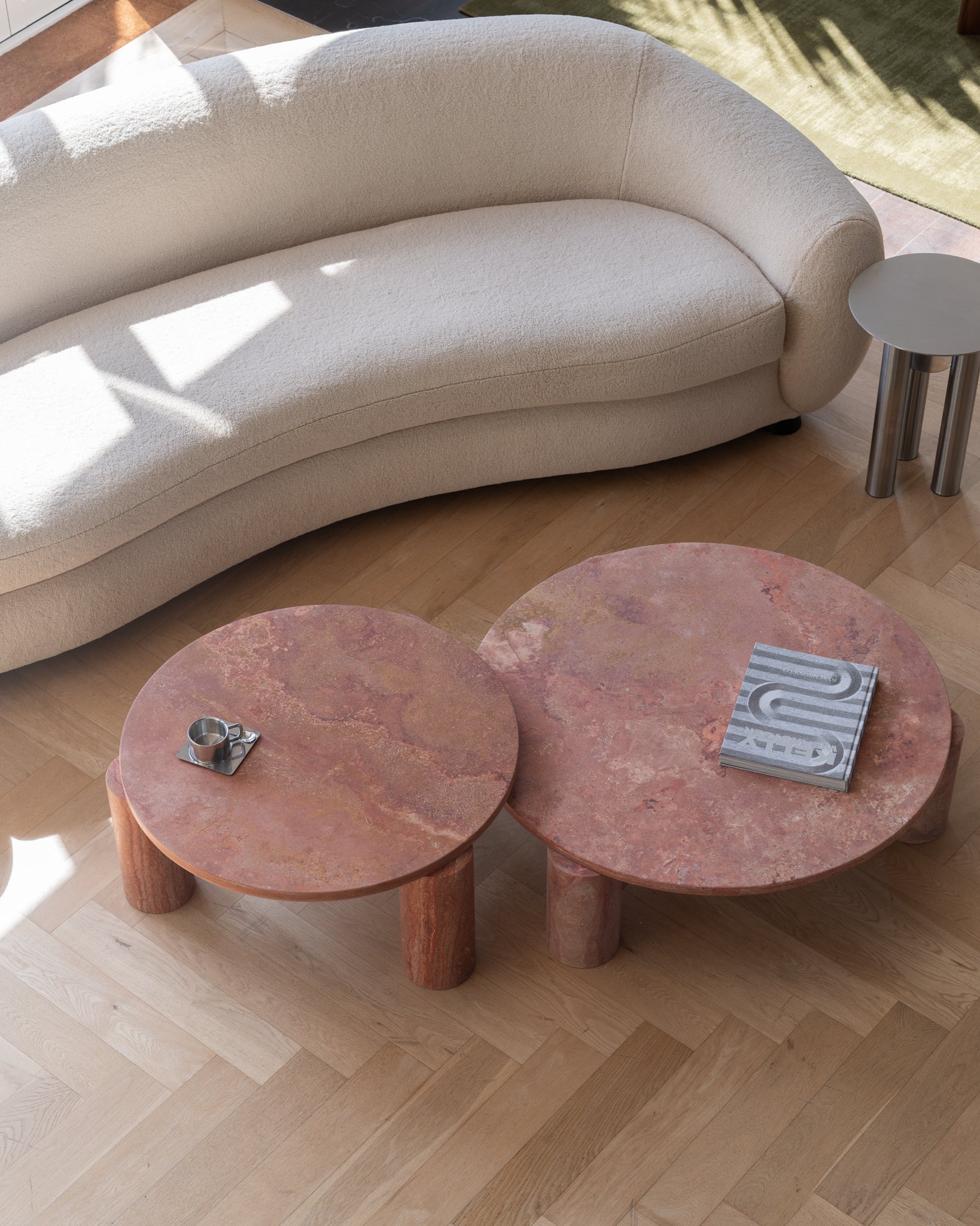 Small Bombola Round Red Travertine