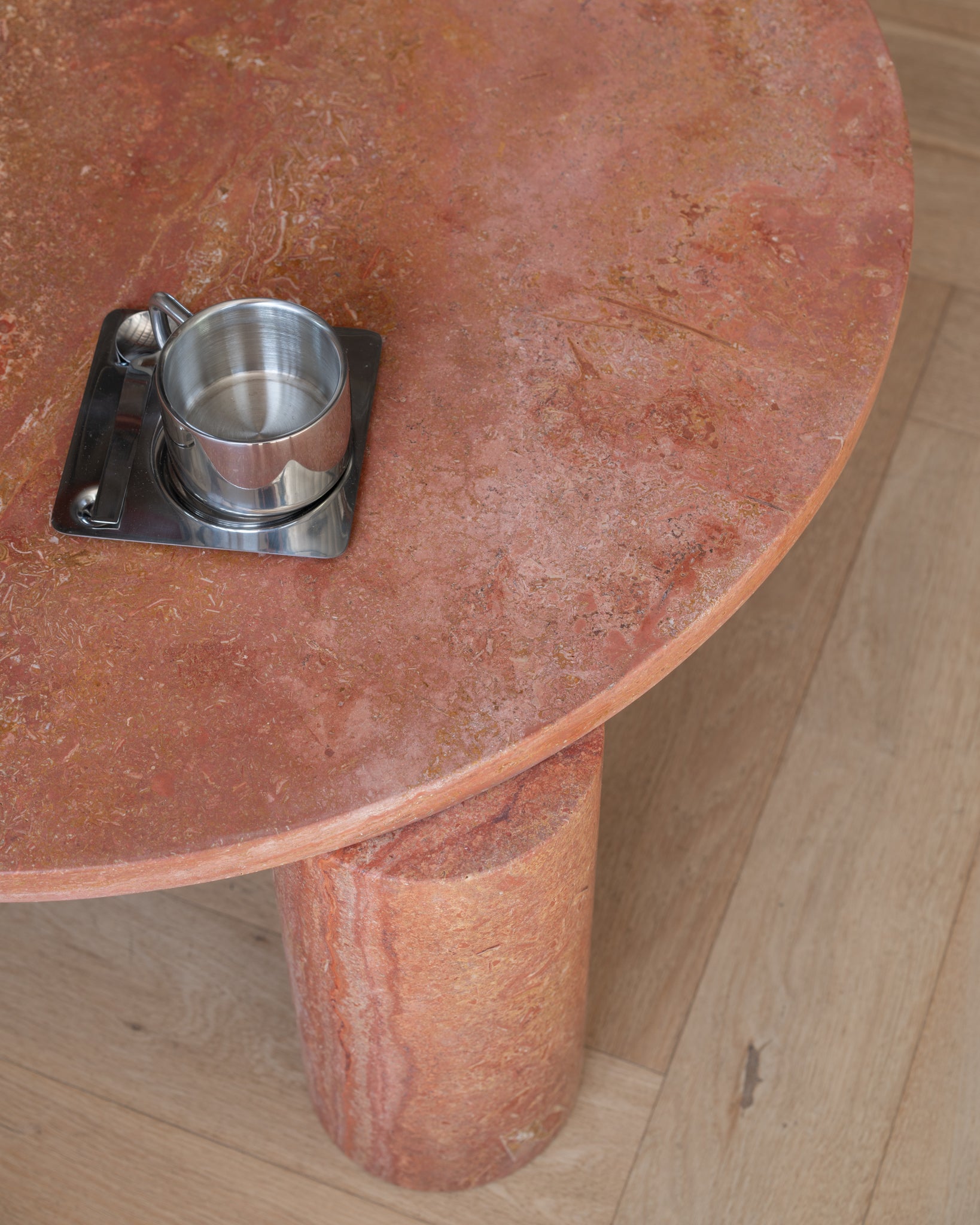 Small Bombola Round Red Travertine