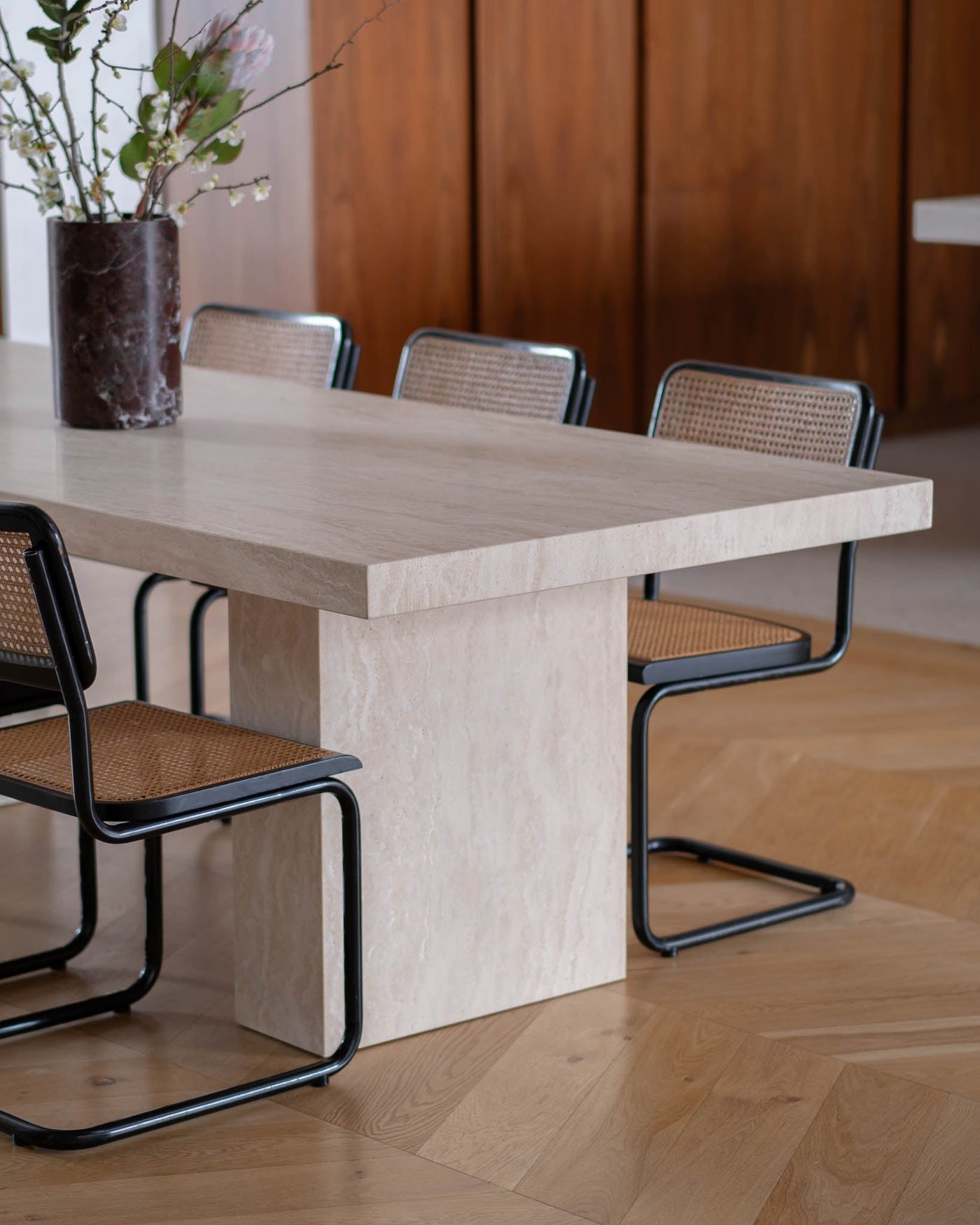 Rectangle Marble Dining Table 2.2m Cream Travertine | Fleur Studios