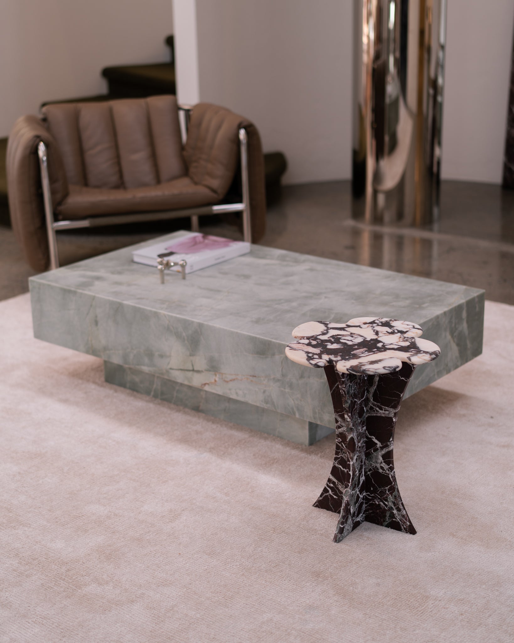 Fleur Franca Side Table Calacatta Viola & Rosa Levanto | Fleur Studios