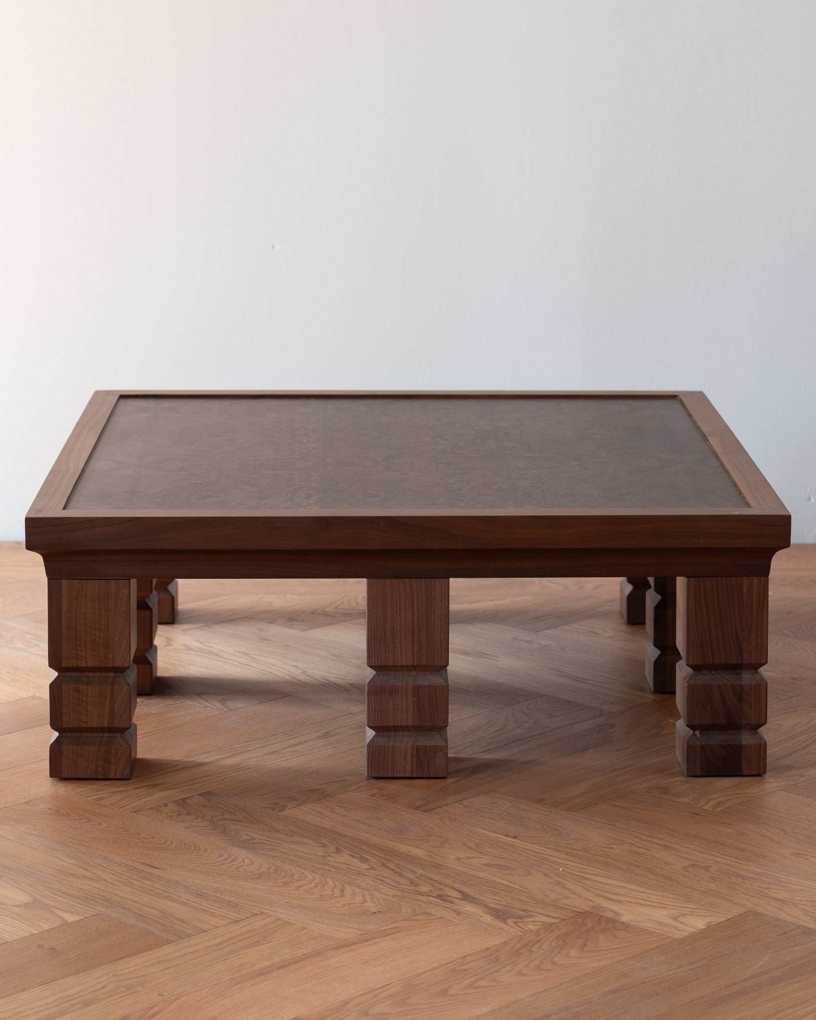 Maya Walnut Burl Square Coffee Table 90