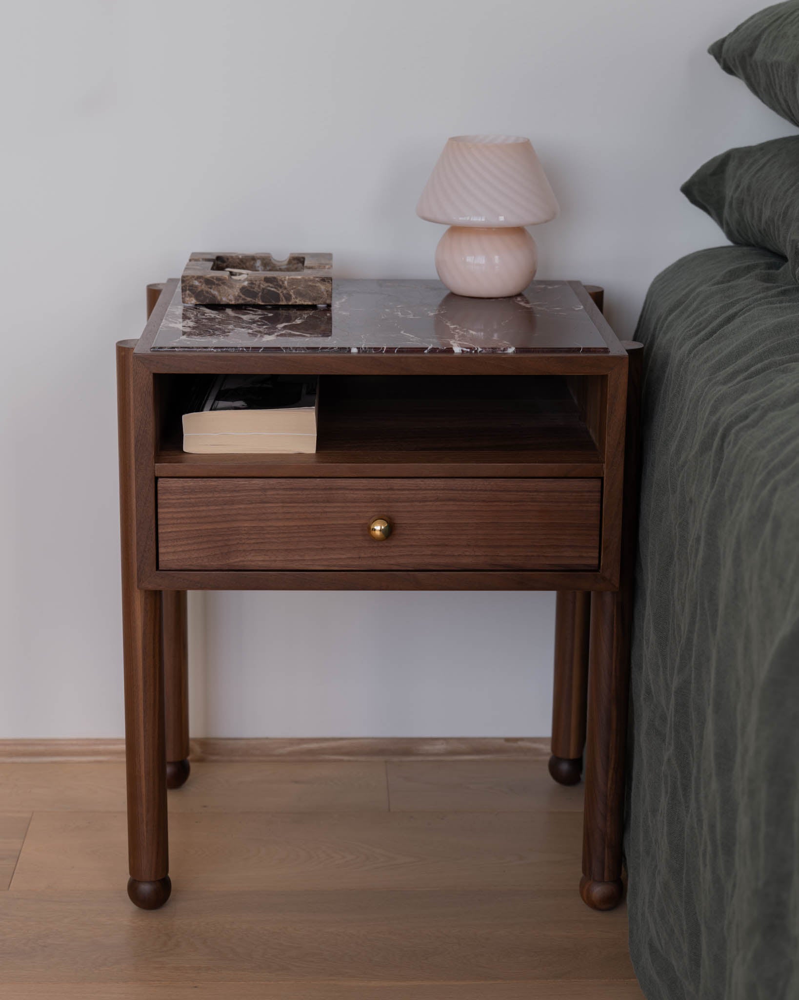 Naomi Walnut Rosa Bedside