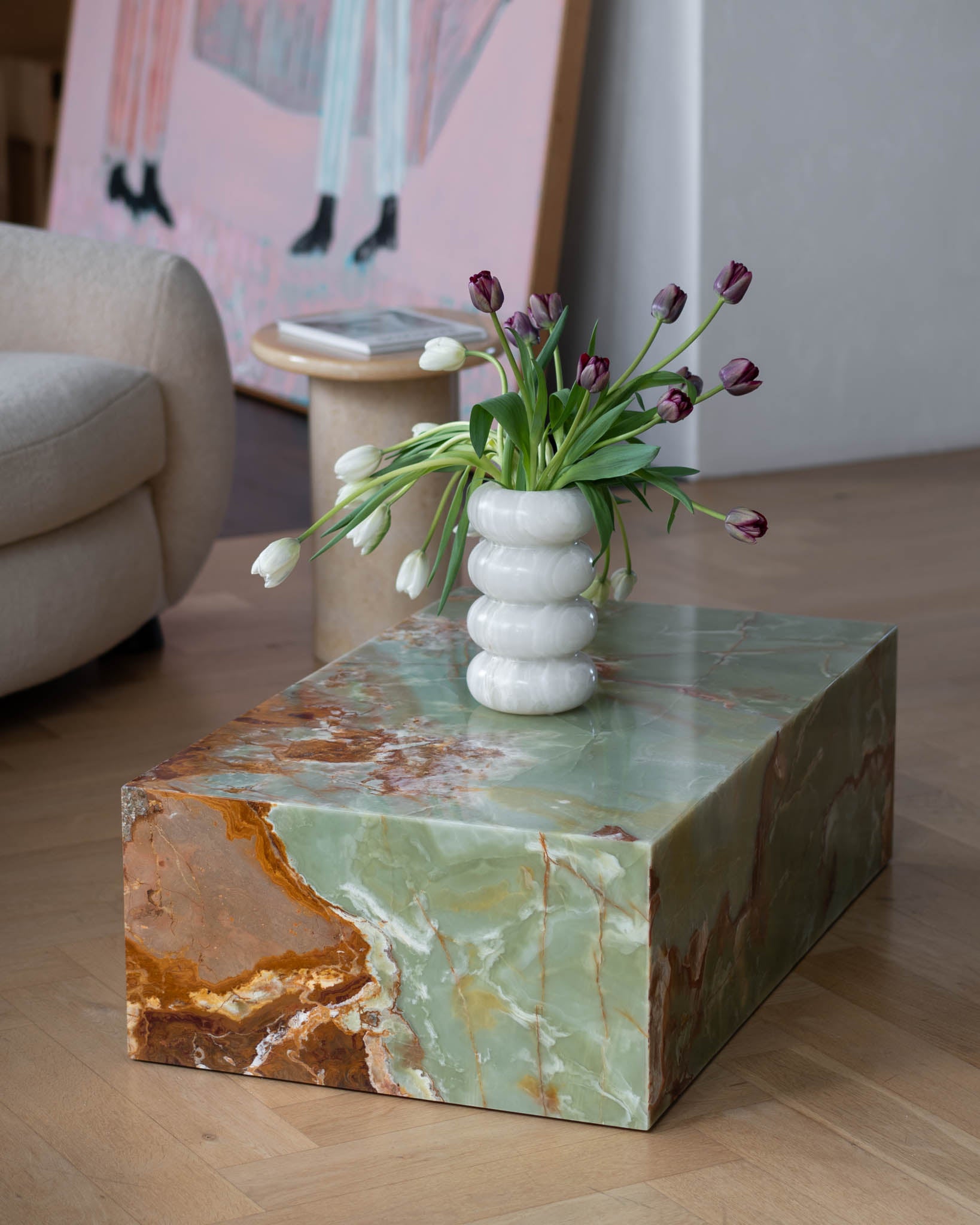 Plinth Coffee Table Green Onyx - Fleur Studios