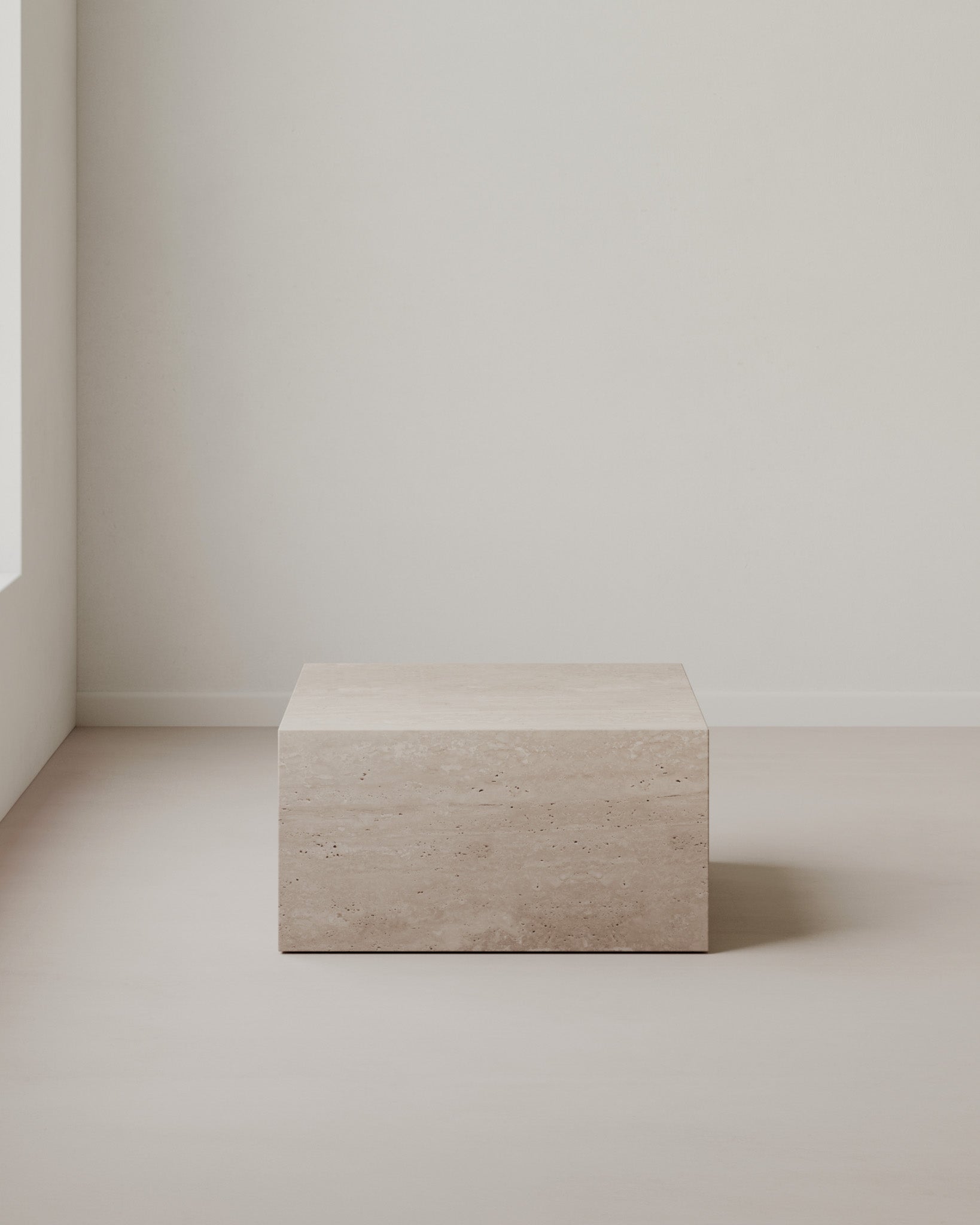 Plinth Small Coffee Table Cream Travertine
