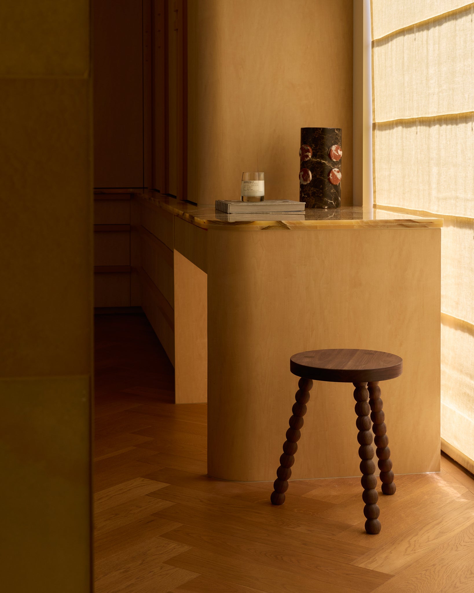 Cleo Small Walnut Stool