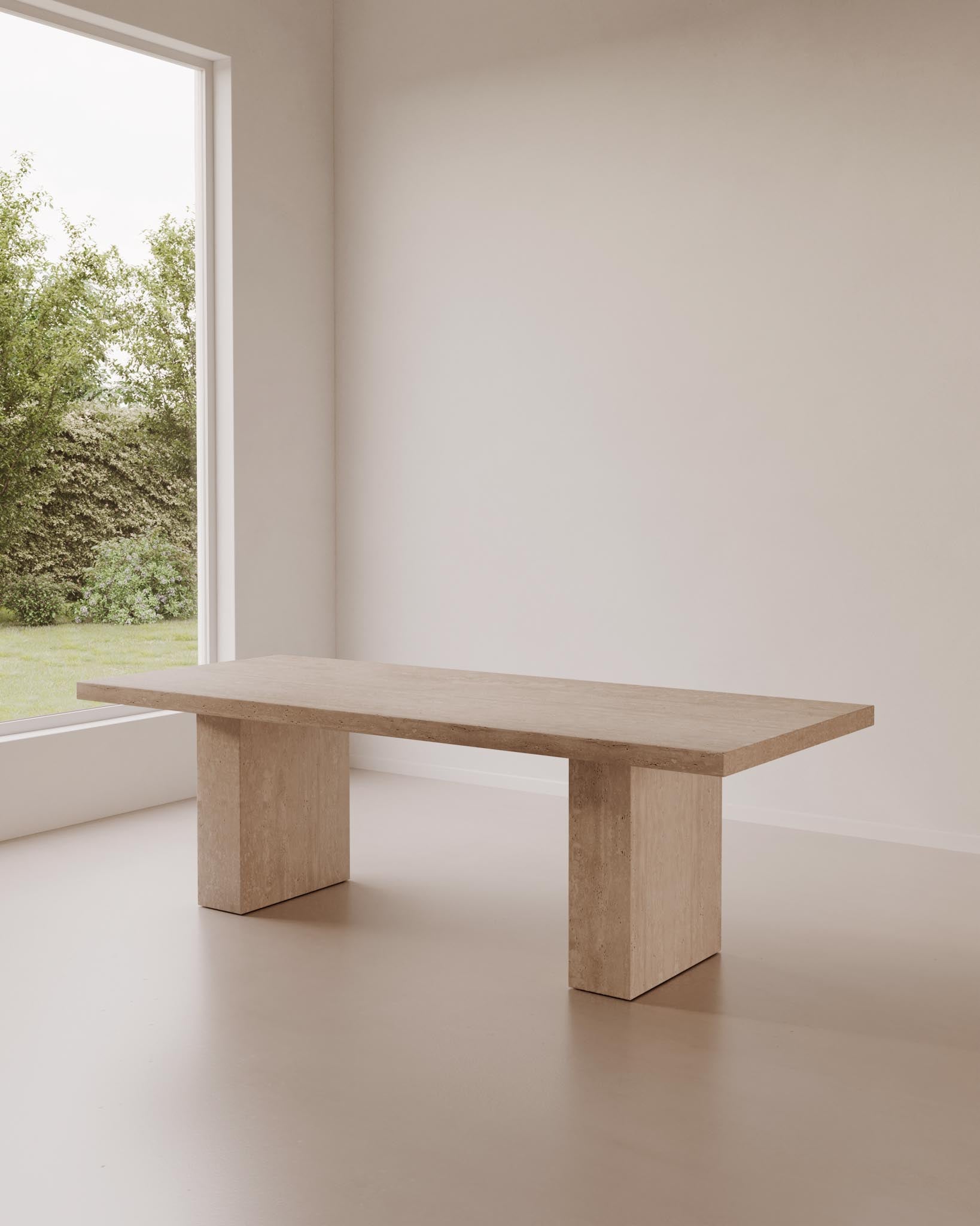 Classic Cream Travertine Dining Table - Fleur Studios
