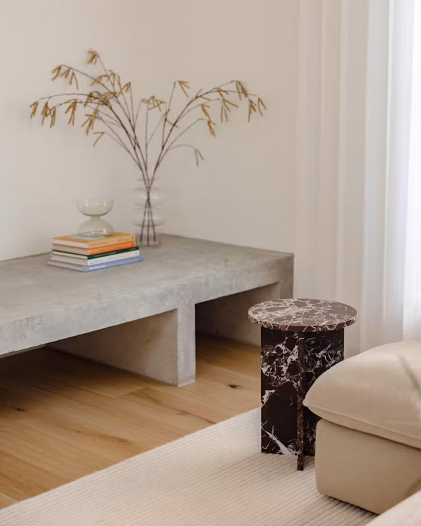 Franca Small Round Side Table - Rosa Levanto Marble | Fleur Studios
