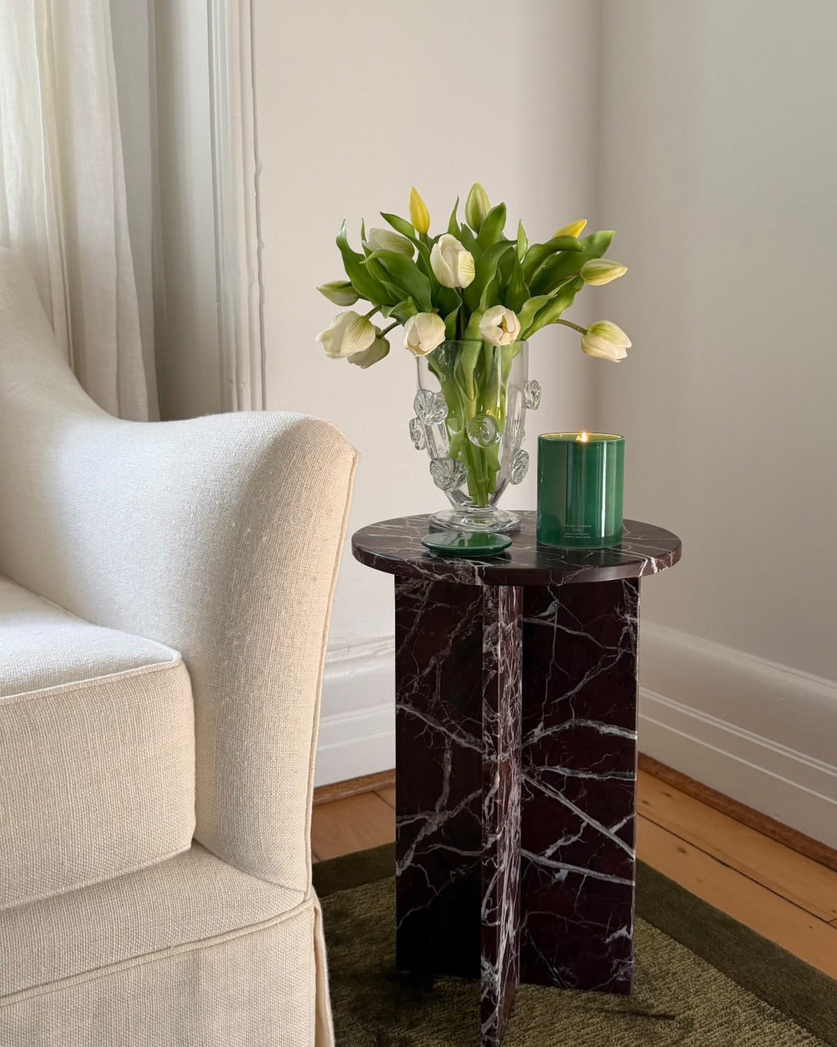 Small rosa levanto side table styled.