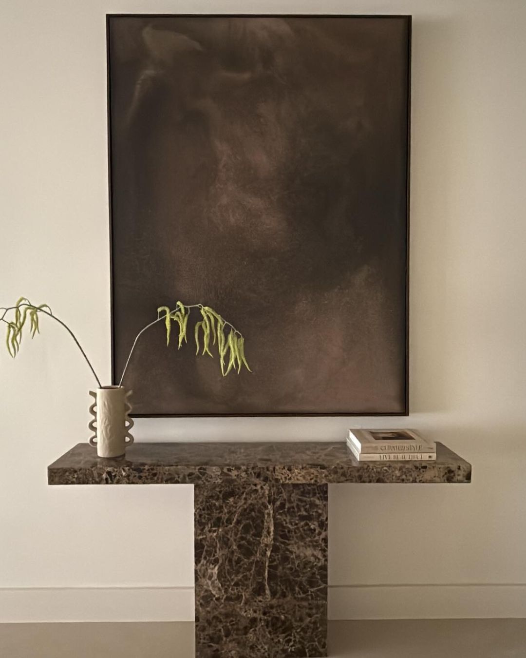 Chocolate marble console table