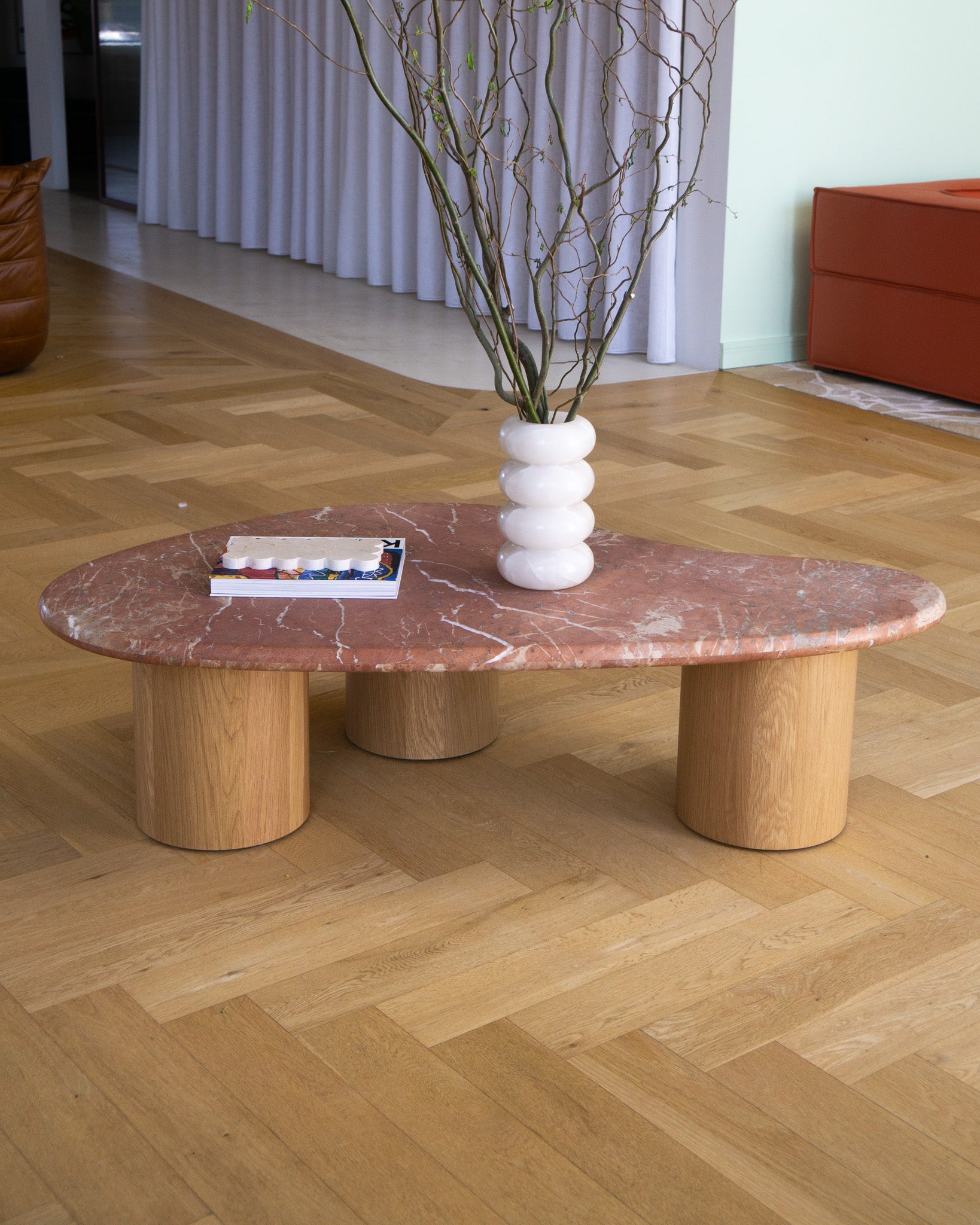 Marble Oak Coffee Table – Rosso Francia | Fleur Studios