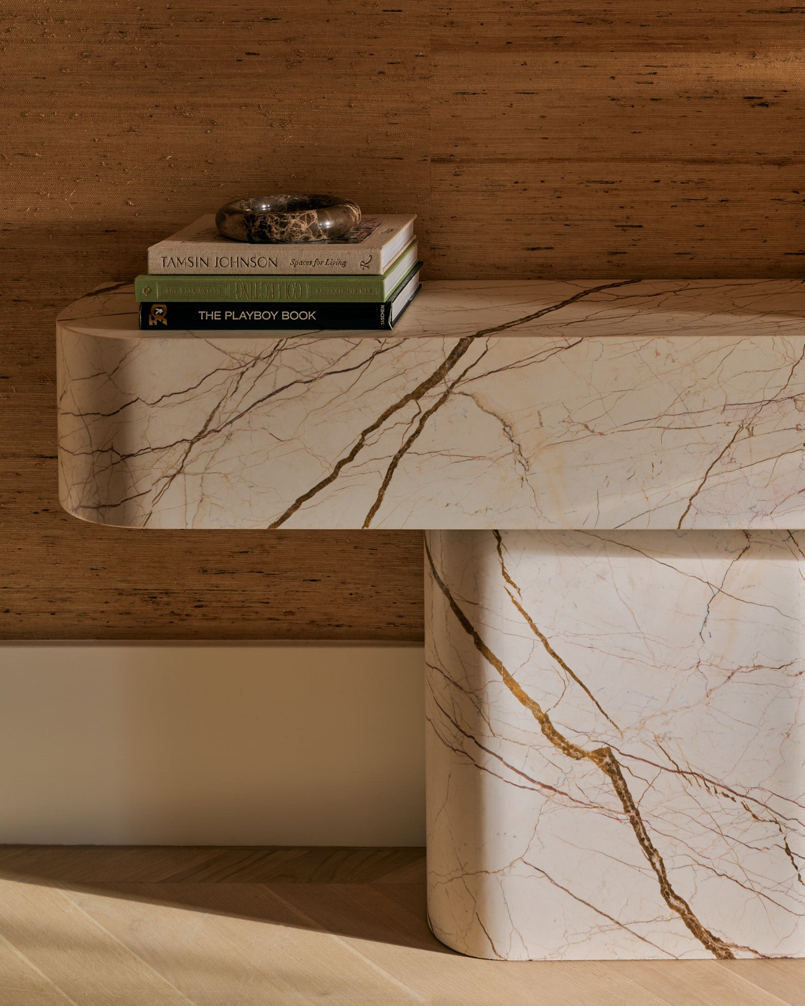 Honeycomb marble console table