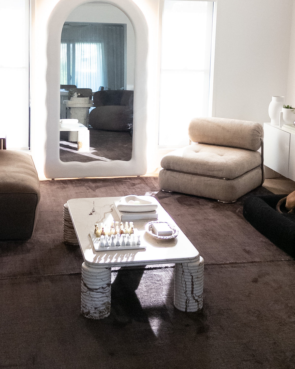 Rectangle honeycomb marble coffee table