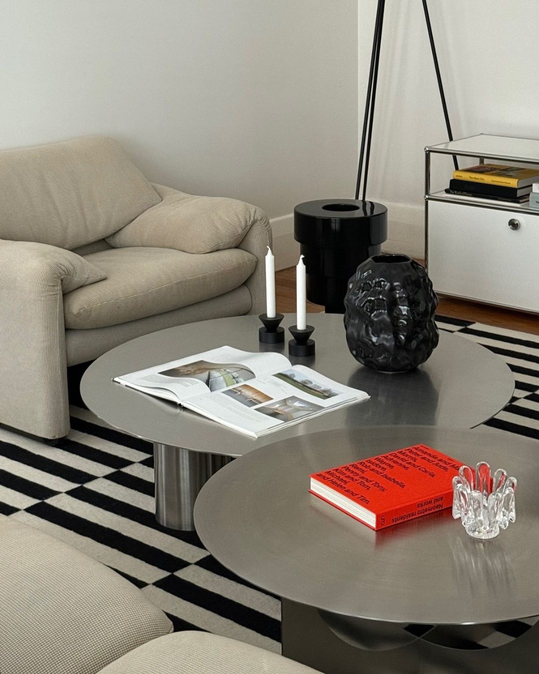 Stainless steel coffee tables styled