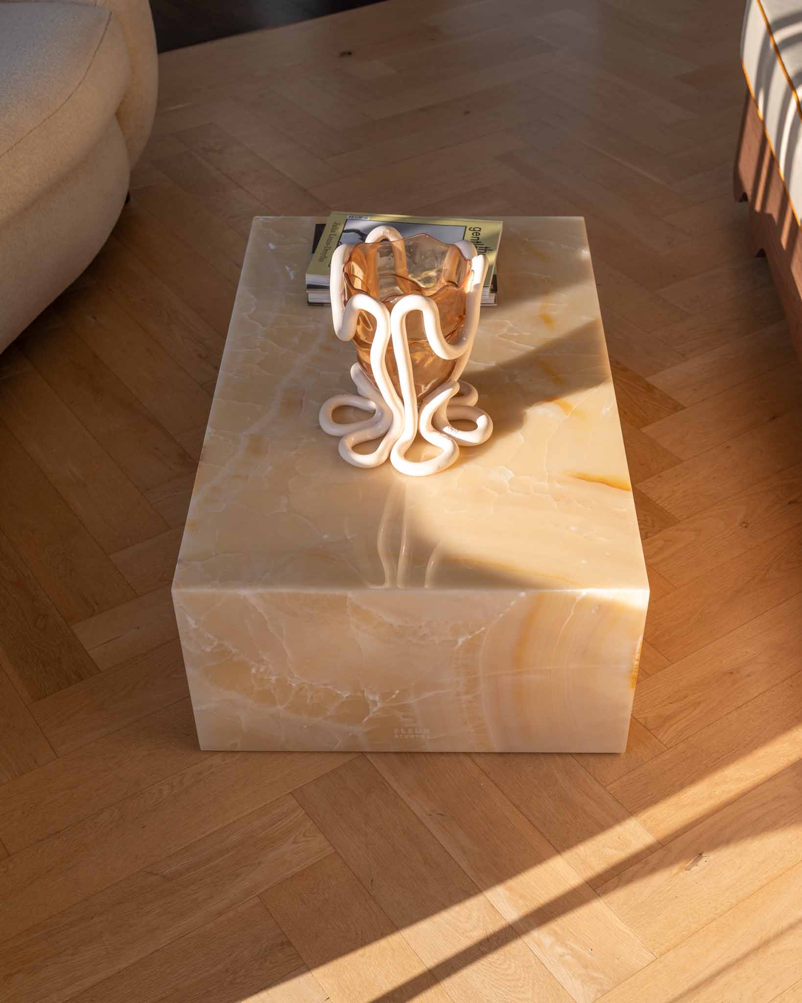 Plinth Coffee Table Caramel Onyx