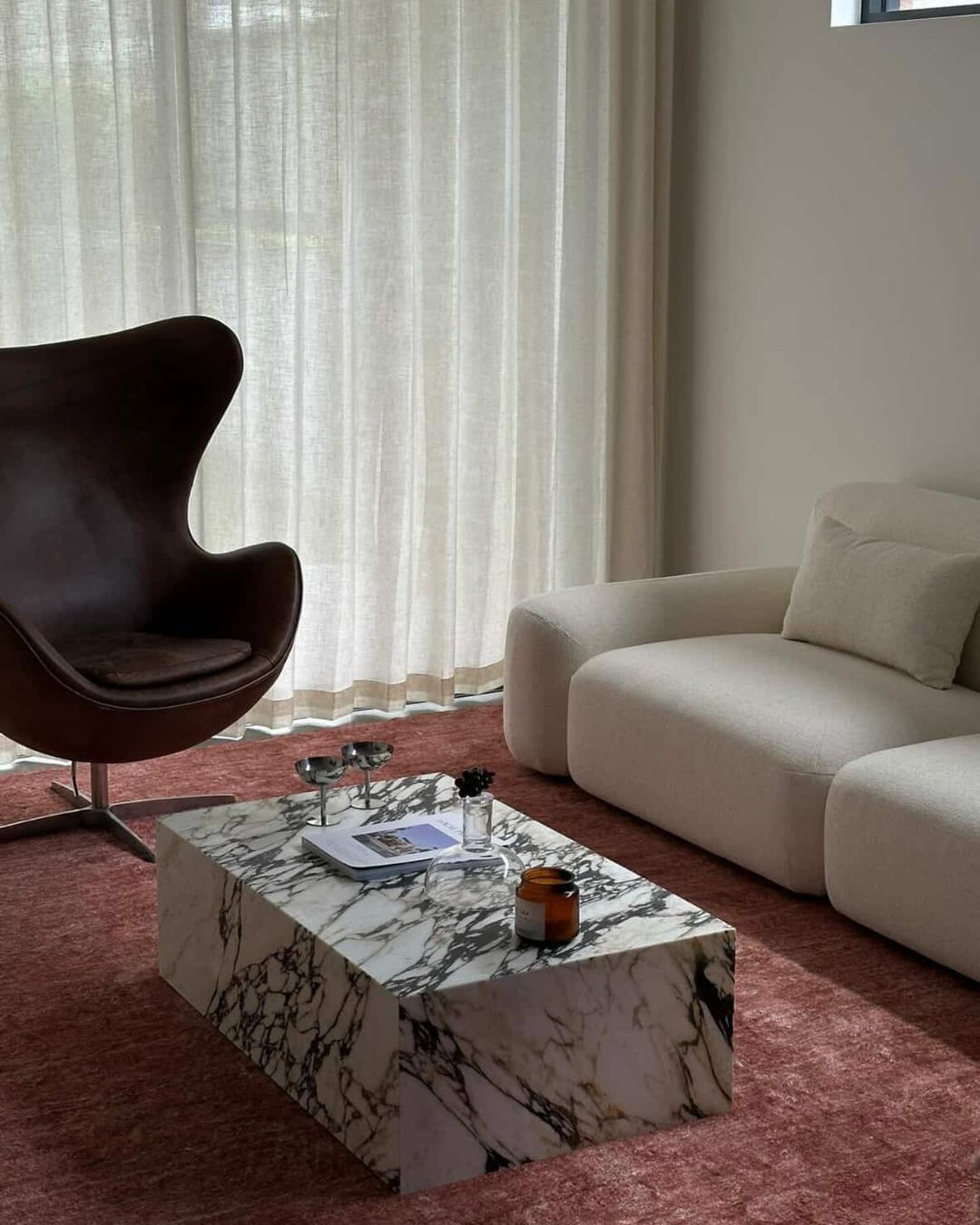 Calacatta viola marble plinth coffee table