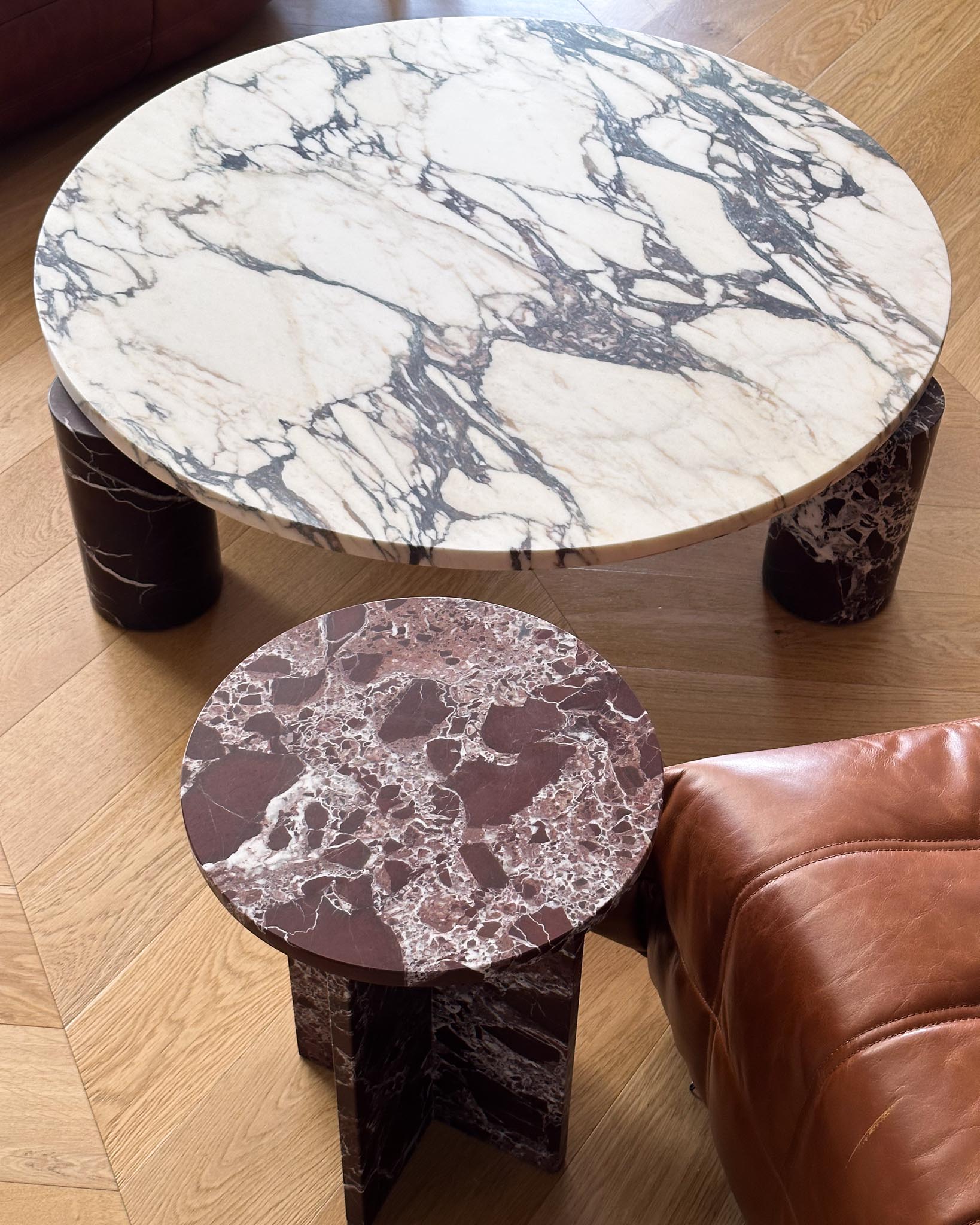  Marble Round Coffee Table – Calacatta Viola | Fleur Studios