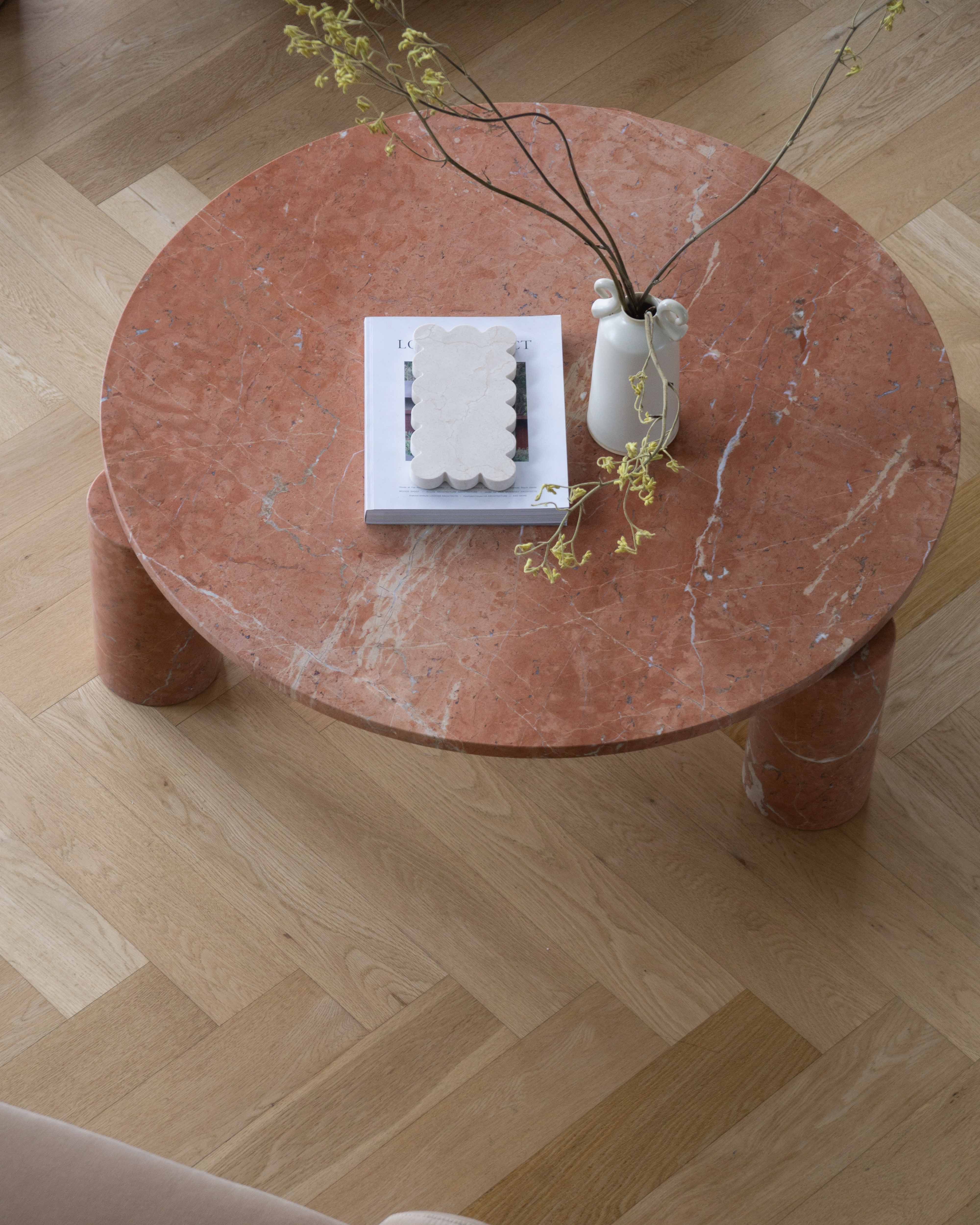 Rosso Francia Round Marble Coffee Table - Fleur Studios Marble Furniture & Homewares