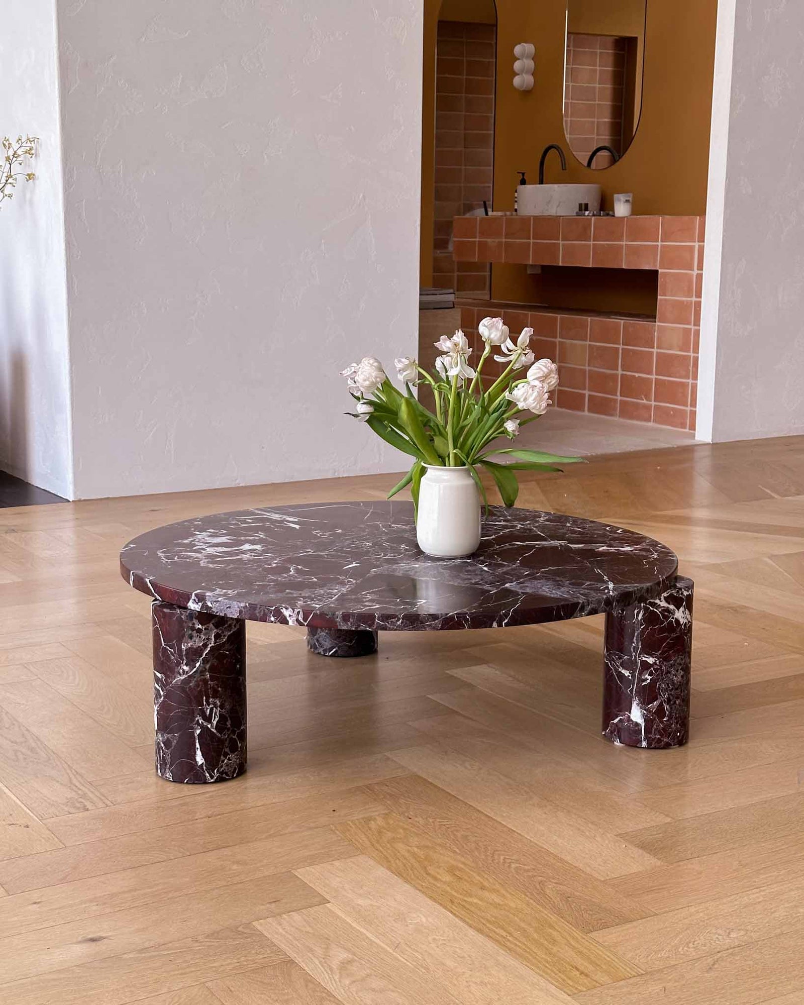 Round Rosa Levanto Marble Coffee Table | Fleur Studios