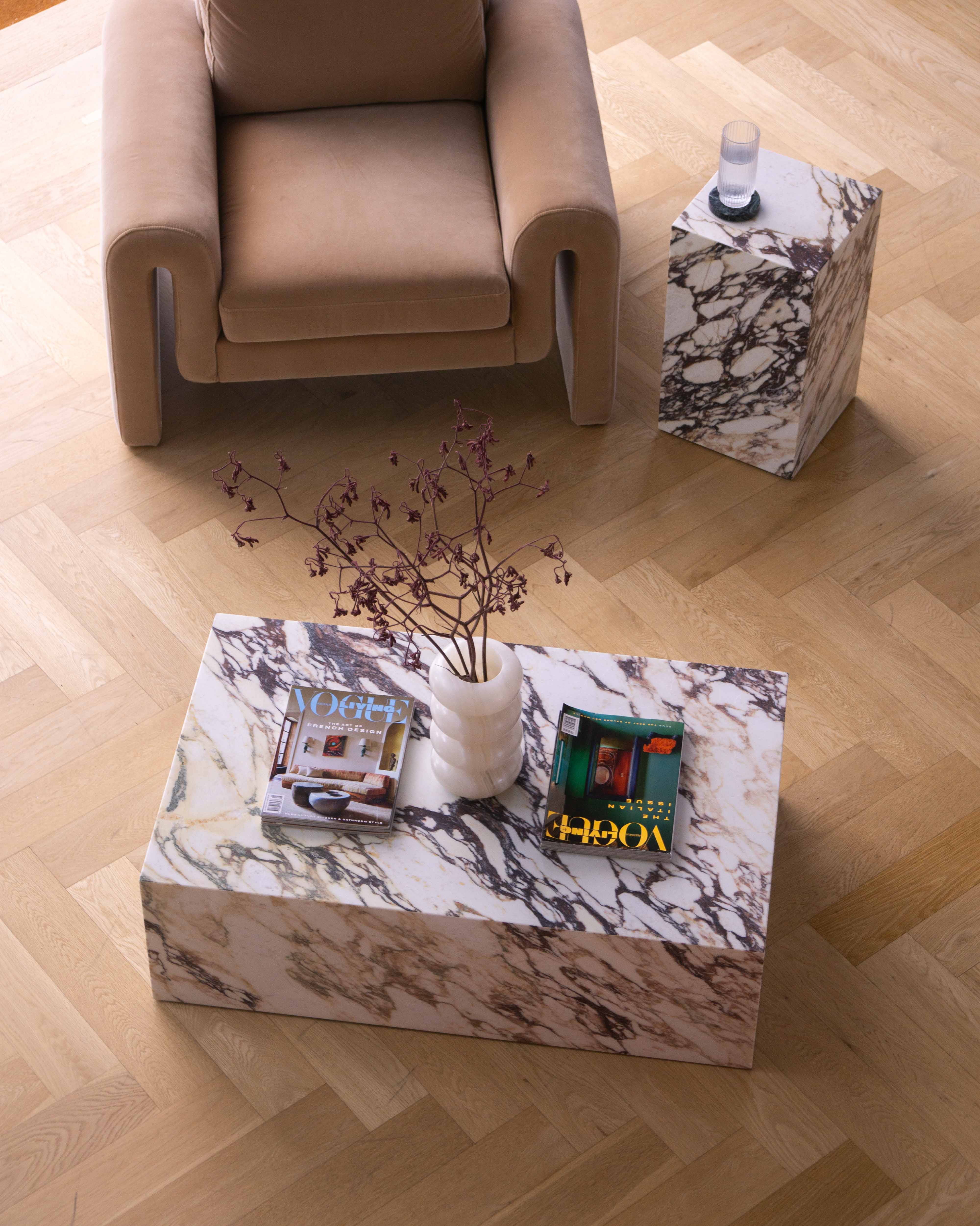 Plinth Coffee Table Calacatta Viola - Fleur Studios